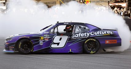 AUSTIN, TEXAS - FEBRUARY 28: Shane Van Gisbergen, driver of the #9 Safety Culture Chevrolet, celebrates with a burnout after winning the NASCAR O'Reilly Auto Parts Series Focused Health 250 at Circuit of The Americas on February 28, 2026 in Austin, Texas. (Photo by Logan Riely/Getty Images) | Getty Images