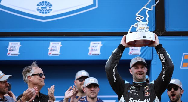 AUSTIN, TEXAS - FEBRUARY 28: Shane Van Gisbergen, driver of the #9 Safety Culture Chevrolet, celebrates in victory lane after winning the NASCAR O'Reilly Auto Parts Series Focused Health 250 at Circuit of The Americas on February 28, 2026 in Austin, Texas. (Photo by James Gilbert/Getty Images) | Getty Images