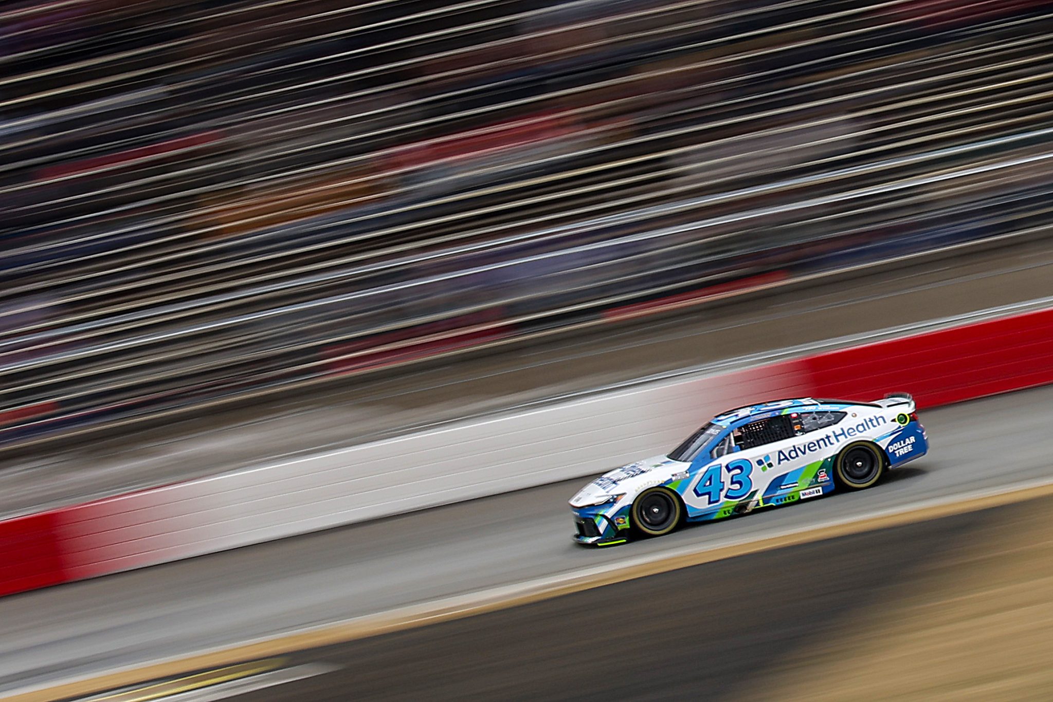 WINSTON SALEM, NORTH CAROLINA - FEBRUARY 04: Erik Jones, driver of the #43 Advent Health Toyota, drives during the Last Chance qualifying race for the Cook Out Clash at Bowman Gray Stadium on February 04, 2026 in Winston Salem, North Carolina. (Photo by Jonathan Bachman/Getty Images) | Getty Images