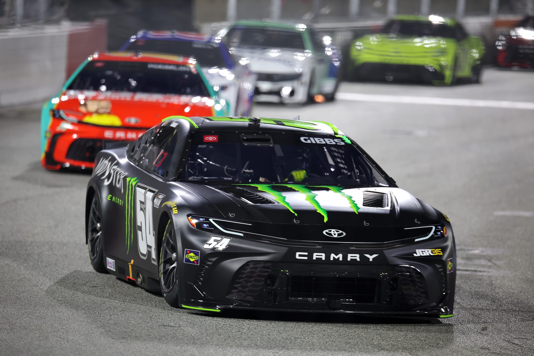 WINSTON SALEM, NORTH CAROLINA - FEBRUARY 04: Ty Gibbs, driver of the #54 Monster Energy Toyota, drives during the Cook Out Clash at Bowman Gray Stadium at Bowman Gray Stadium on February 04, 2026 in Winston Salem, North Carolina. (Photo by Jonathan Bachman/Getty Images) | Getty Images