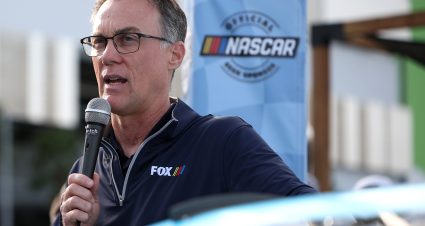 DAYTONA BEACH, FLORIDA - FEBRUARY 16:  Former NASCAR Cup Series driver, Kevin Harvick speaks at the Busch Light activation on the midway prior to the NASCAR Cup Series Daytona 500 at Daytona International Speedway on February 16, 2025 in Daytona Beach, Florida. (Photo by James Gilbert/Getty Images) | Getty Images