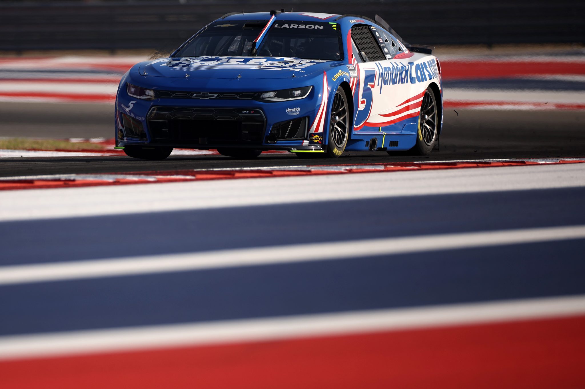 AUSTIN, TEXAS - FEBRUARY 28: Kyle Larson, driver of the #5 HendrickCars.com Chevrolet, drives during practice for the NASCAR Cup Series DuraMax Grand Prix Powered by RelaDyne at Circuit of The Americas on February 28, 2026 in Austin, Texas. (Photo by James Gilbert/Getty Images) | Getty Images