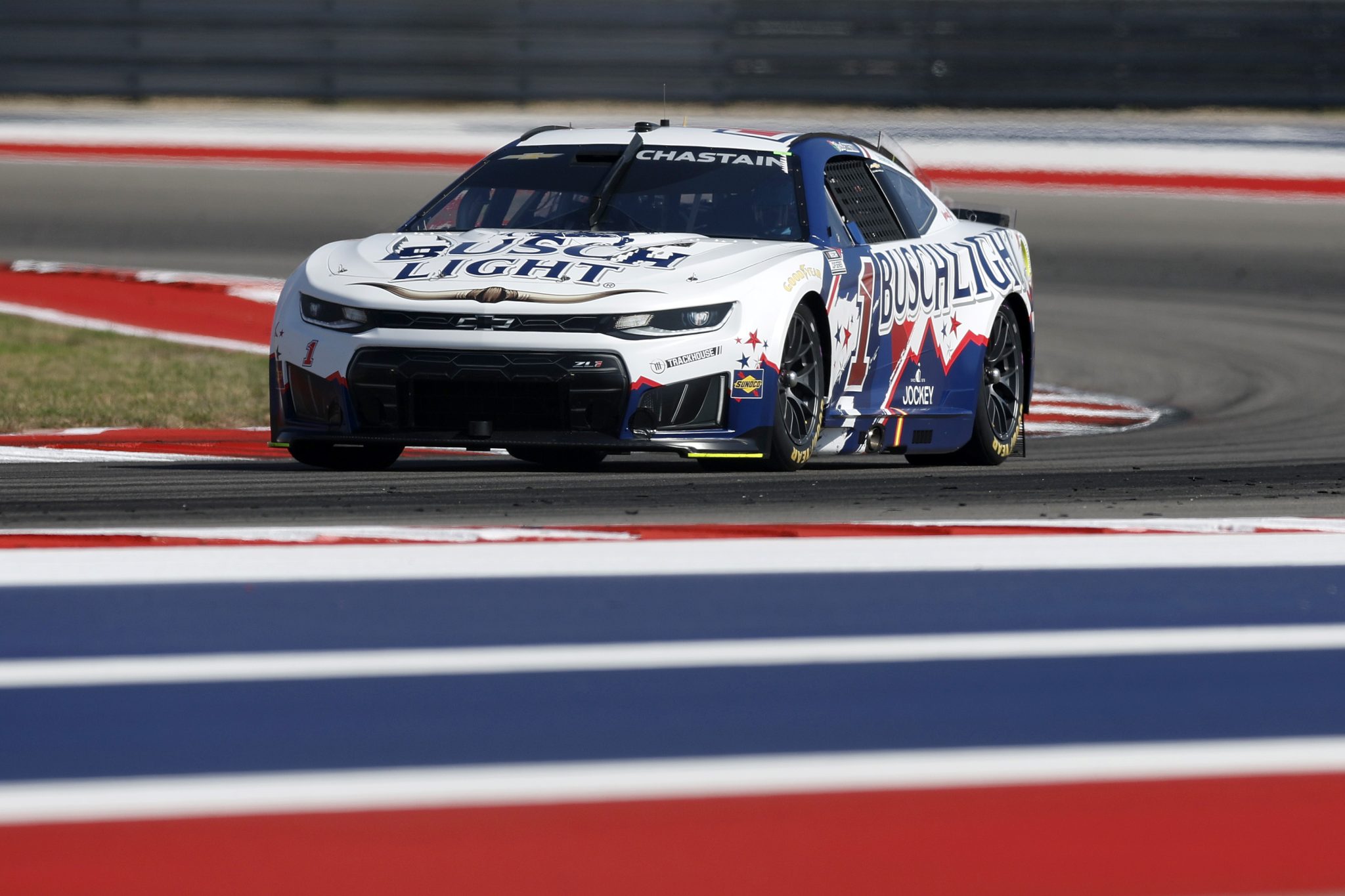 AUSTIN, TEXAS - FEBRUARY 28: Ross Chastain, driver of the #1 Busch Light Chevrolet, drives during qualifying for the NASCAR Cup Series DuraMax Grand Prix Powered by RelaDyne at Circuit of The Americas on February 28, 2026 in Austin, Texas. (Photo by Logan Riely/Getty Images) | Getty Images