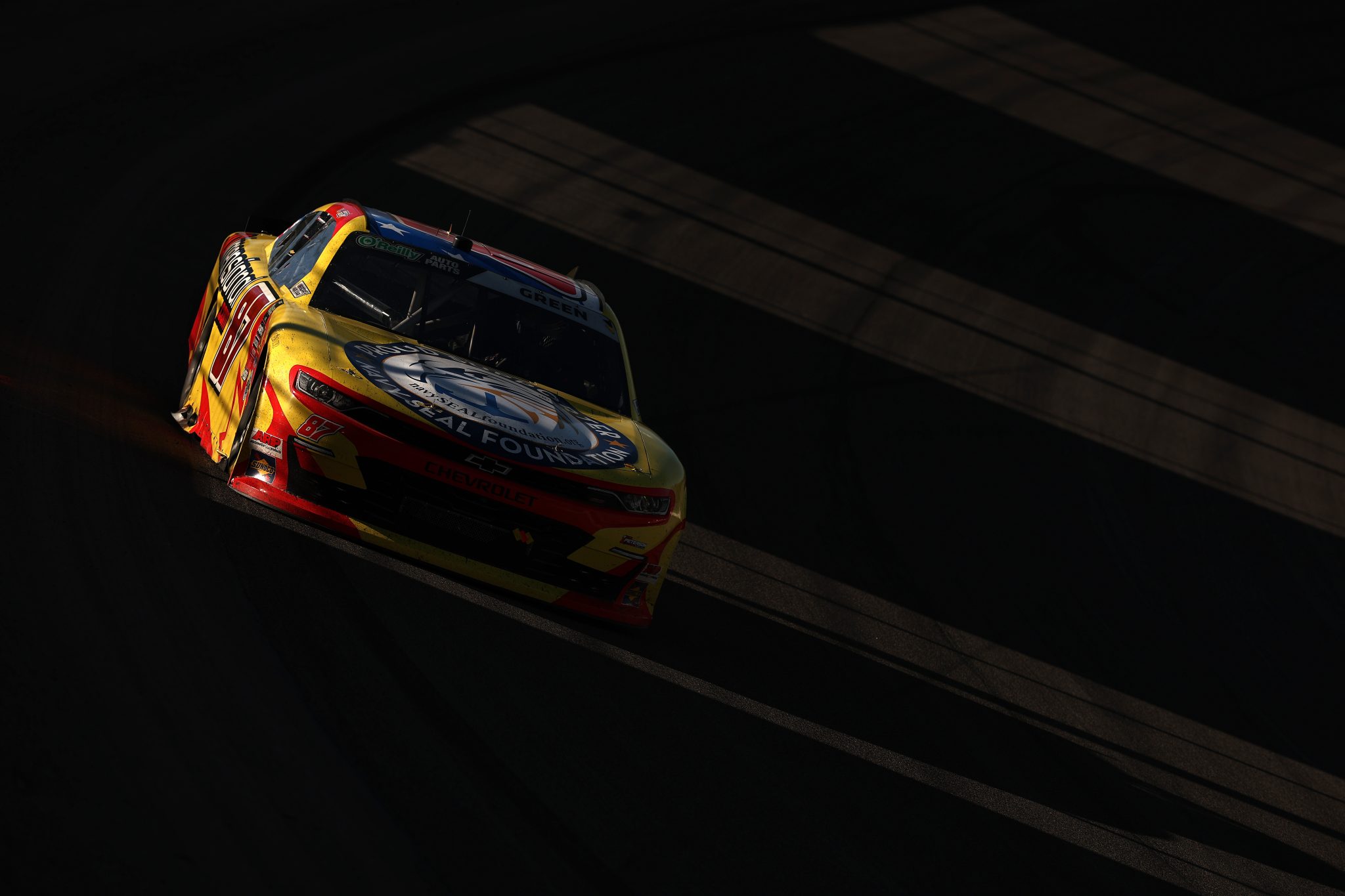LAS VEGAS, NEVADA - MARCH 14: Austin Green, driver of the #87 3Dimensional.com Chevrolet, drives during the NASCAR O'Reilly Auto Parts Series The LiUNA! at Las Vegas Motor Speedway on March 14, 2026 in Las Vegas, Nevada. (Photo by Chris Graythen/Getty Images) | Getty Images
