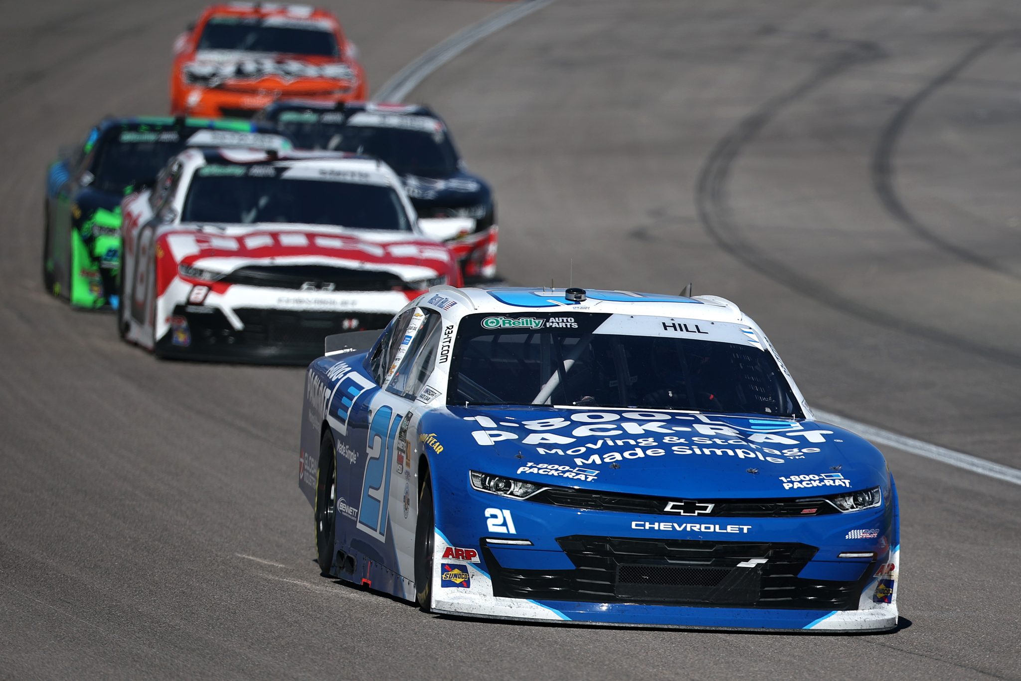 LAS VEGAS, NEVADA - MARCH 14: Austin Hill, driver of the #21 1-800-PACK-RAT Chevrolet, drives during the NASCAR O'Reilly Auto Parts Series The LiUNA! at Las Vegas Motor Speedway on March 14, 2026 in Las Vegas, Nevada. (Photo by Chris Graythen/Getty Images) | Getty Images