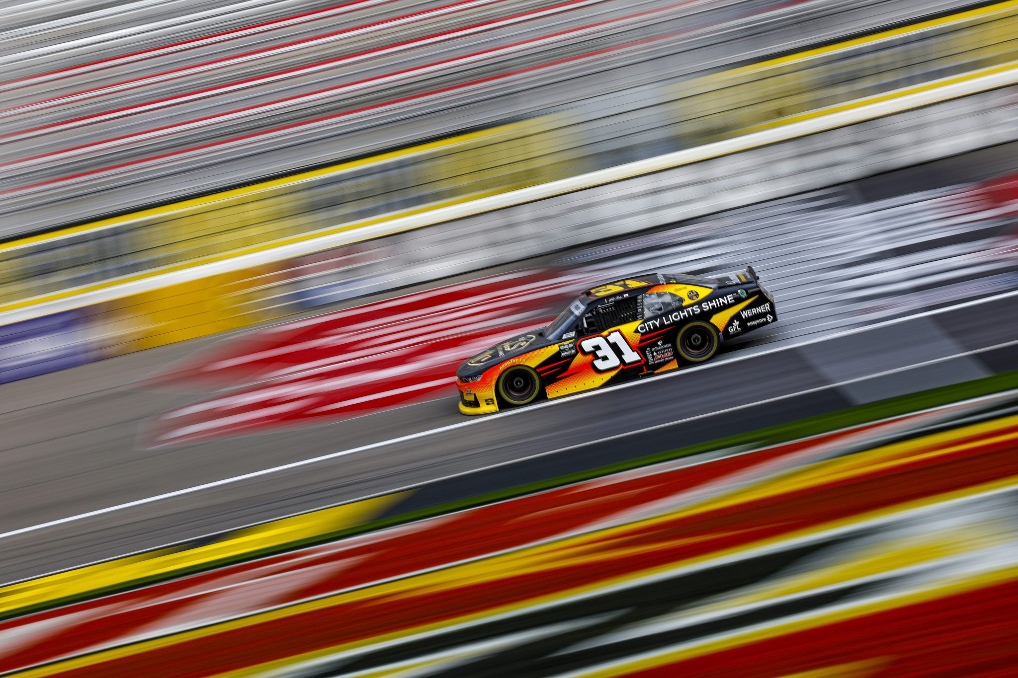 LAS VEGAS, NEVADA - MARCH 14: Blaine Perkins, driver of the #31 City Lights Shine Chevrolet, drives during practice for the NASCAR O'Reilly Auto Parts Series The LiUNA! at Las Vegas Motor Speedway on March 14, 2026 in Las Vegas, Nevada. (Photo by Sean Gardner/Getty Images) | Getty Images