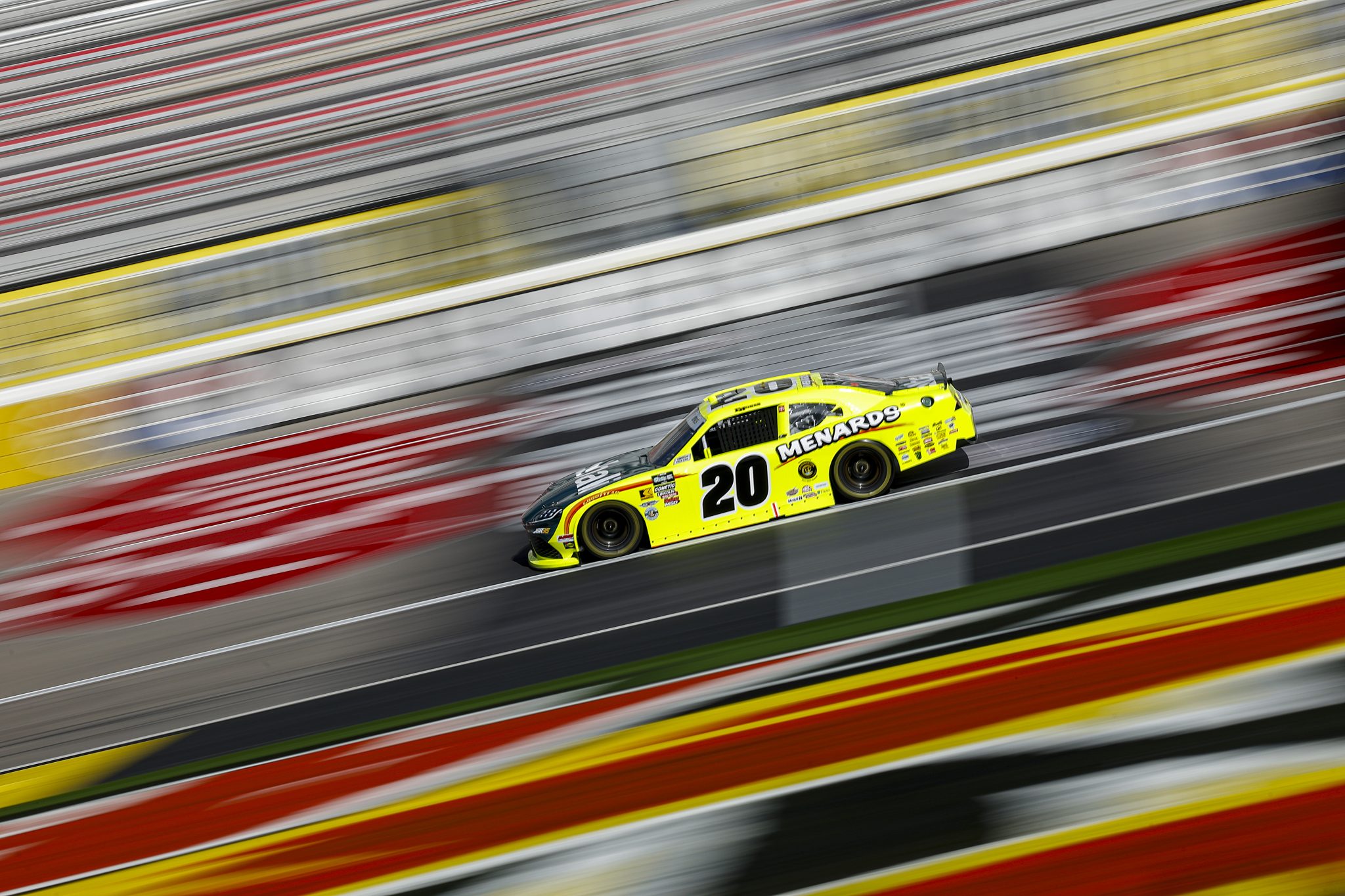 LAS VEGAS, NEVADA - MARCH 14: Brandon Jones, driver of the #20 Menards/Bali Toyota, drives during practice for the NASCAR O'Reilly Auto Parts Series The LiUNA! at Las Vegas Motor Speedway on March 14, 2026 in Las Vegas, Nevada. (Photo by Sean Gardner/Getty Images) | Getty Images