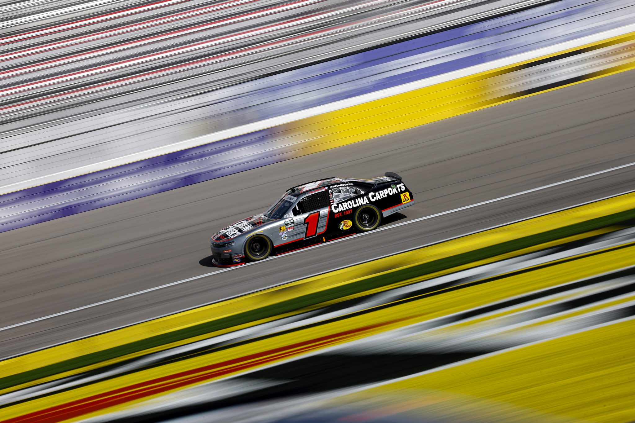 LAS VEGAS, NEVADA - MARCH 14: Connor Zilisch, driver of the #1 Carolina Carports Chevrolet, drives during practice for the NASCAR O'Reilly Auto Parts Series The LiUNA! at Las Vegas Motor Speedway on March 14, 2026 in Las Vegas, Nevada. (Photo by Sean Gardner/Getty Images) | Getty Images