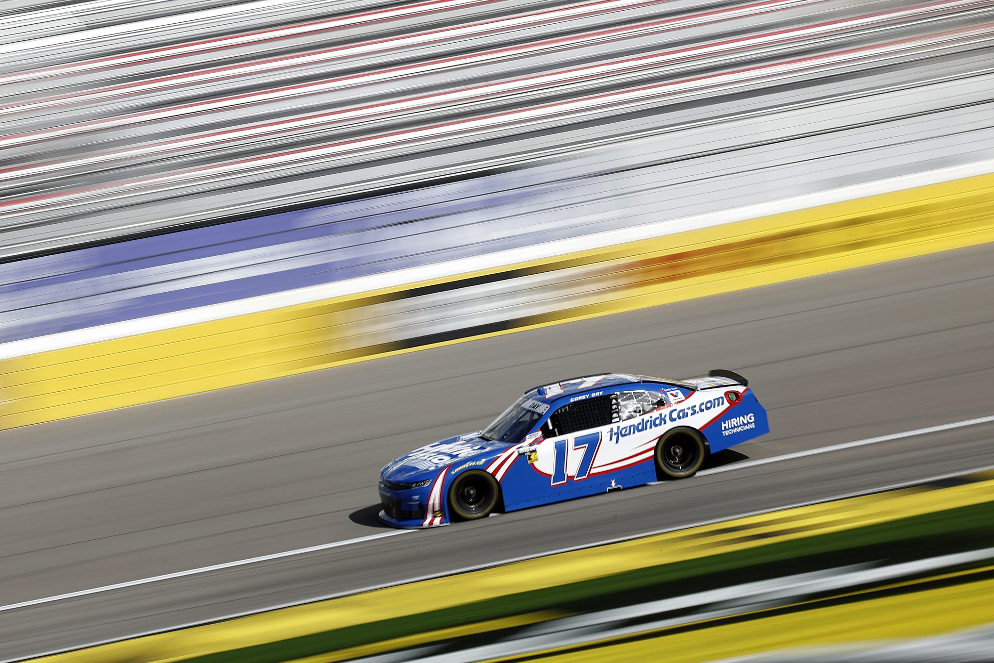LAS VEGAS, NEVADA - MARCH 14: Corey Day, driver of the #17 HendrickCars.com Chevrolet, drives during practice for the NASCAR O'Reilly Auto Parts Series The LiUNA! at Las Vegas Motor Speedway on March 14, 2026 in Las Vegas, Nevada. (Photo by Sean Gardner/Getty Images) | Getty Images