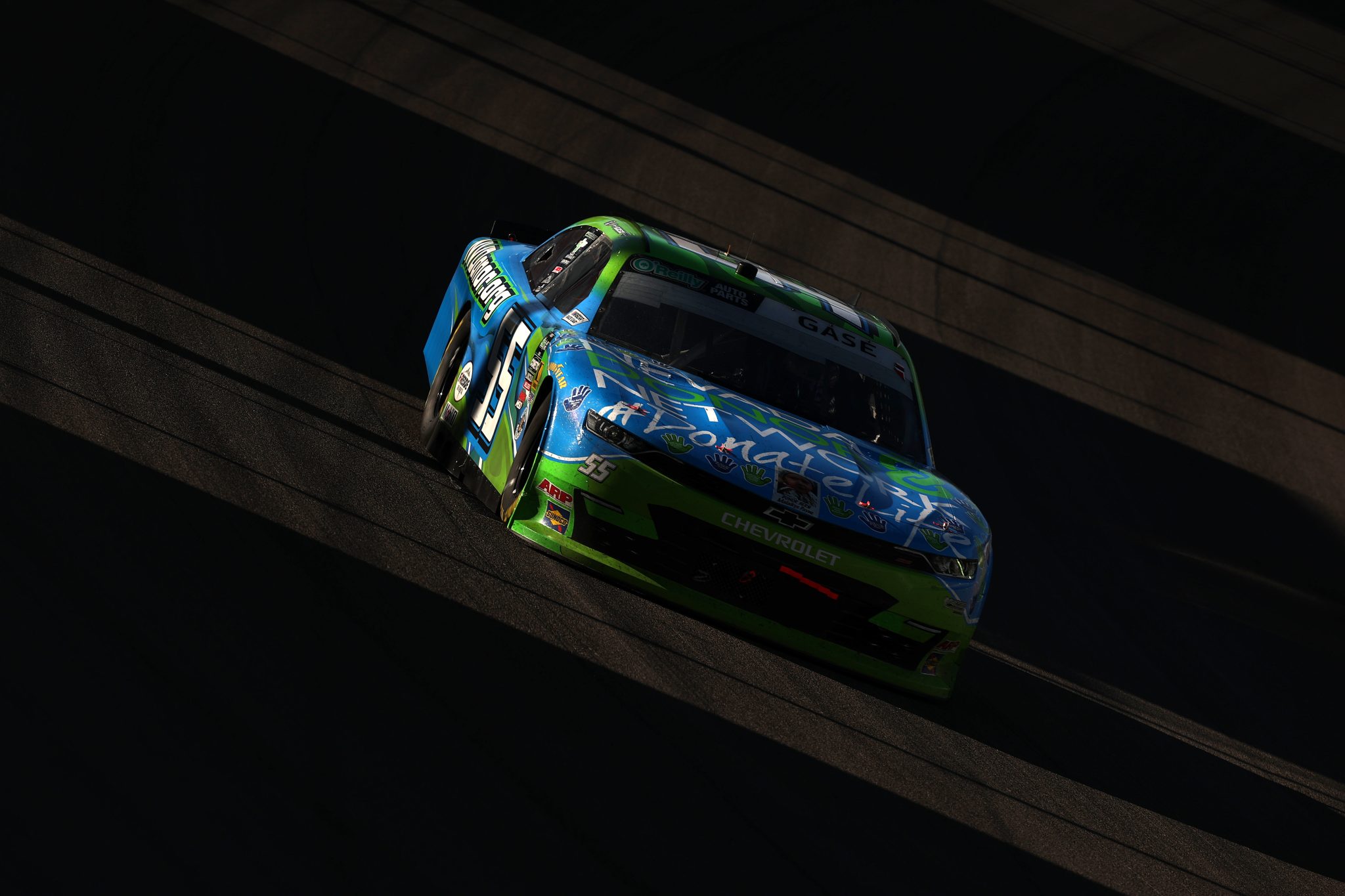 LAS VEGAS, NEVADA - MARCH 14: Joey Gase, driver of the #55 Nevada Donor Network Chevrolet, drives during the NASCAR O'Reilly Auto Parts Series The LiUNA! at Las Vegas Motor Speedway on March 14, 2026 in Las Vegas, Nevada. (Photo by Chris Graythen/Getty Images) | Getty Images