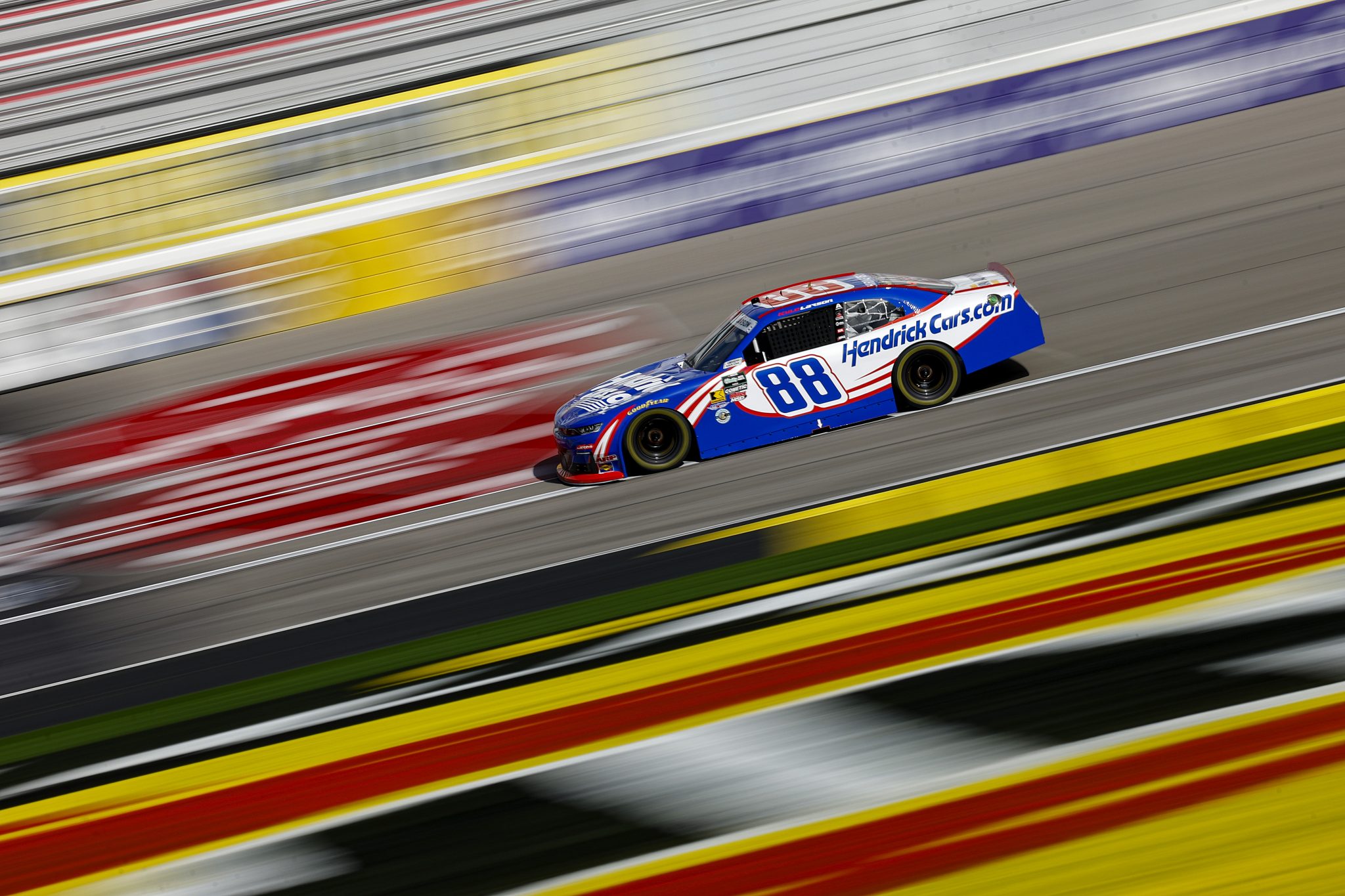 LAS VEGAS, NEVADA - MARCH 14: Kyle Larson, driver of the #88 HendrickCars.com Chevrolet, drives during practice for the NASCAR O'Reilly Auto Parts Series The LiUNA! at Las Vegas Motor Speedway on March 14, 2026 in Las Vegas, Nevada. (Photo by Sean Gardner/Getty Images) | Getty Images