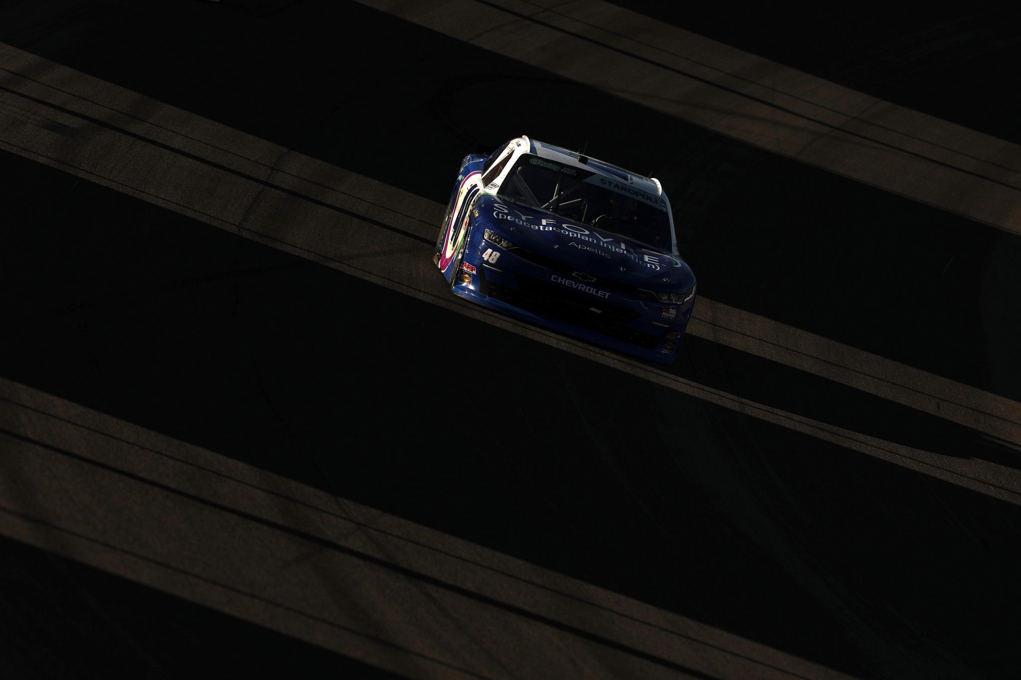 LAS VEGAS, NEVADA - MARCH 14: Patrick Staropoli, driver of the #48 Syfovre Chevrolet, drives during the NASCAR O'Reilly Auto Parts Series The LiUNA! at Las Vegas Motor Speedway on March 14, 2026 in Las Vegas, Nevada. (Photo by Chris Graythen/Getty Images) | Getty Images