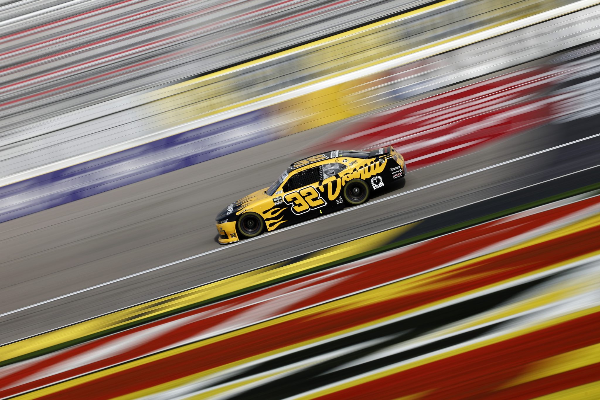 LAS VEGAS, NEVADA - MARCH 14: Rajah Caruth, driver of the #32 Donut Media Chevrolet, drives during practice for the NASCAR O'Reilly Auto Parts Series The LiUNA! at Las Vegas Motor Speedway on March 14, 2026 in Las Vegas, Nevada. (Photo by Sean Gardner/Getty Images) | Getty Images