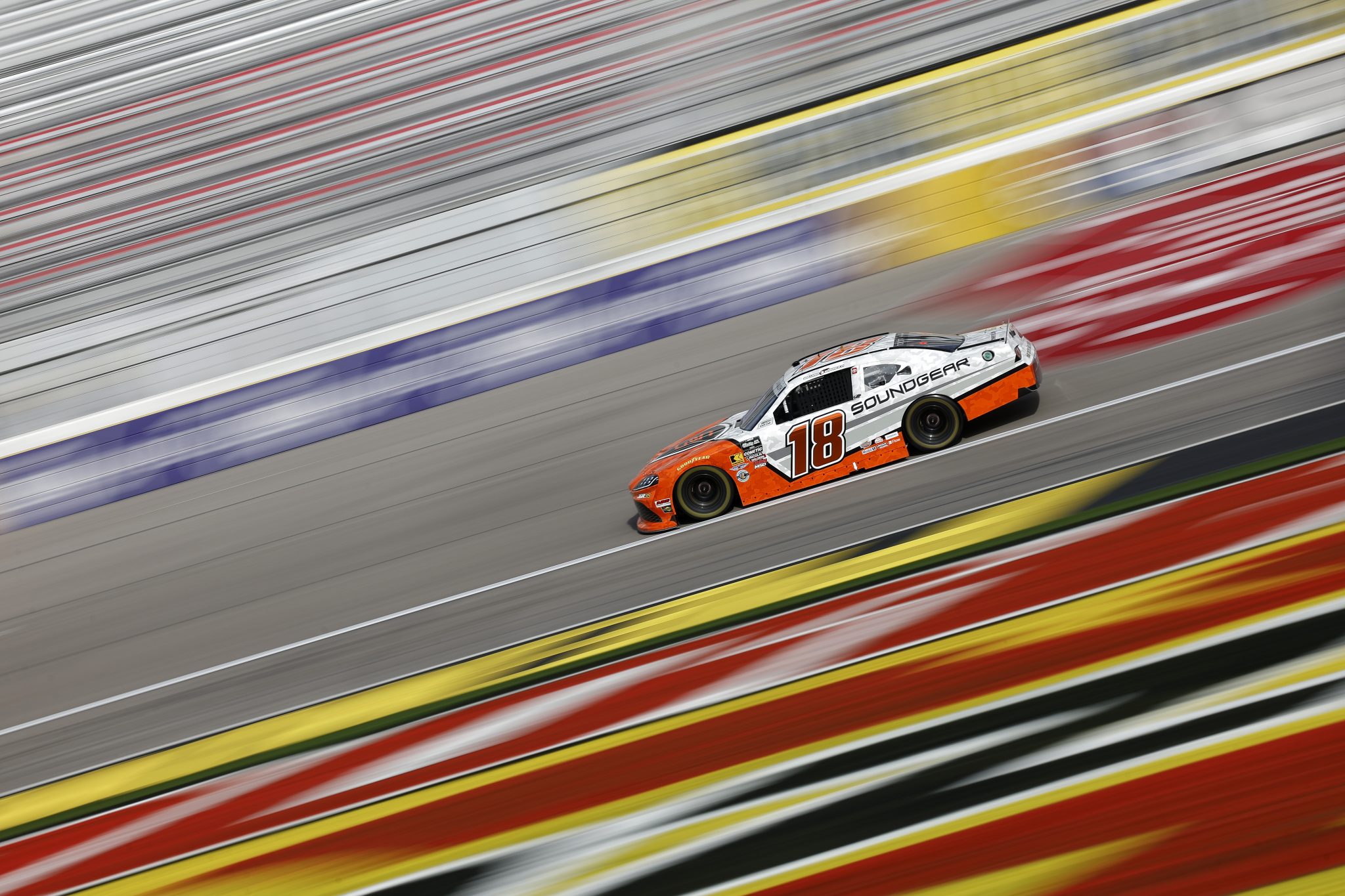 LAS VEGAS, NEVADA - MARCH 14: William Sawalich, driver of the #18 Soundgear Toyota, drives during practice for the NASCAR O'Reilly Auto Parts Series The LiUNA! at Las Vegas Motor Speedway on March 14, 2026 in Las Vegas, Nevada. (Photo by Sean Gardner/Getty Images) | Getty Images