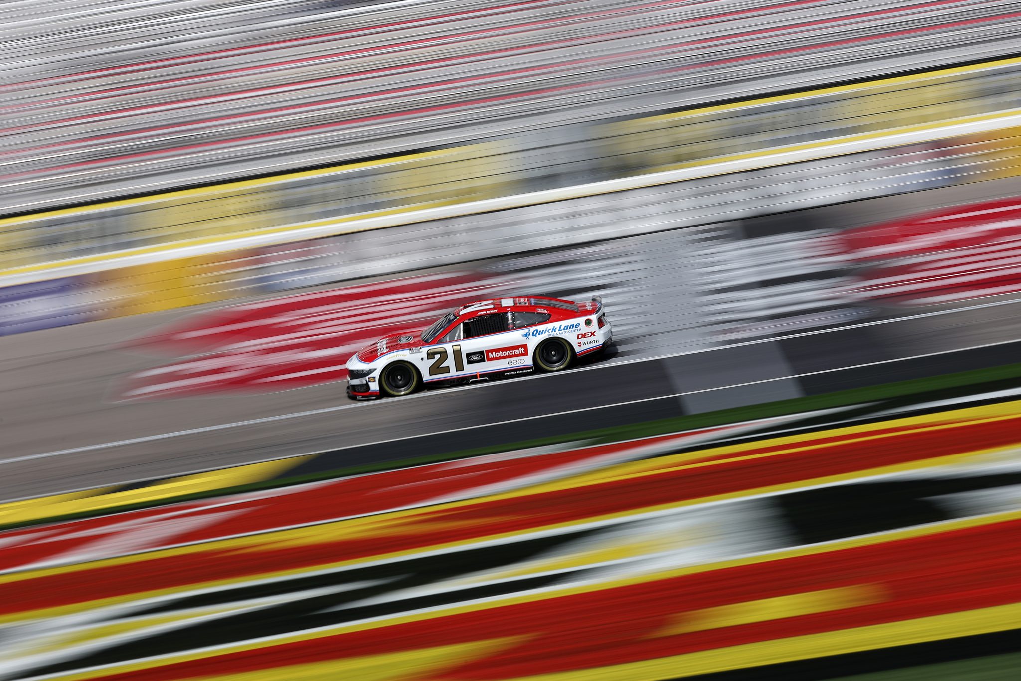 LAS VEGAS, NEVADA - MARCH 14: Josh Berry, driver of the #21 Motorcraft/Quick Lane Ford, drives during practice for the NASCAR Cup Series Pennzoil 400 presented by Jiffy Lube at Las Vegas Motor Speedway on March 14, 2026 in Las Vegas, Nevada. (Photo by Chris Graythen/Getty Images) | Getty Images
