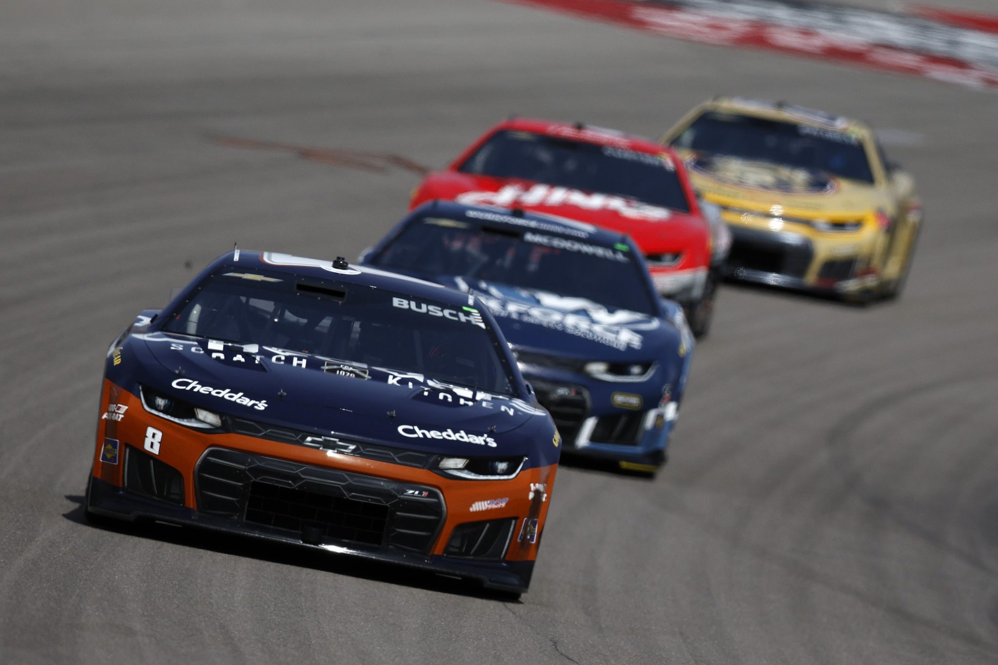 LAS VEGAS, NEVADA - MARCH 15: Kyle Busch, driver of the #8 Cheddar's Scratch Kitchen Chevrolet, drives during the NASCAR Cup Series Pennzoil 400 presented by Jiffy Lube at Las Vegas Motor Speedway on March 15, 2026 in Las Vegas, Nevada. (Photo by Sean Gardner/Getty Images) | Getty Images