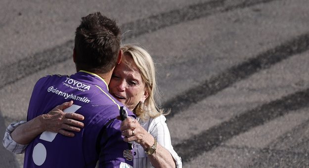 Visit Denny Hamlin overcomes penalty to win NASCAR Cup race at Las Vegas page