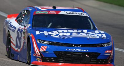LAS VEGAS, NEVADA - MARCH 14: Kyle Larson, driver of the #88 HendrickCars.com Chevrolet, drives during the NASCAR O'Reilly Auto Parts Series The LiUNA! at Las Vegas Motor Speedway on March 14, 2026 in Las Vegas, Nevada. (Photo by Chris Graythen/Getty Images) | Getty Images