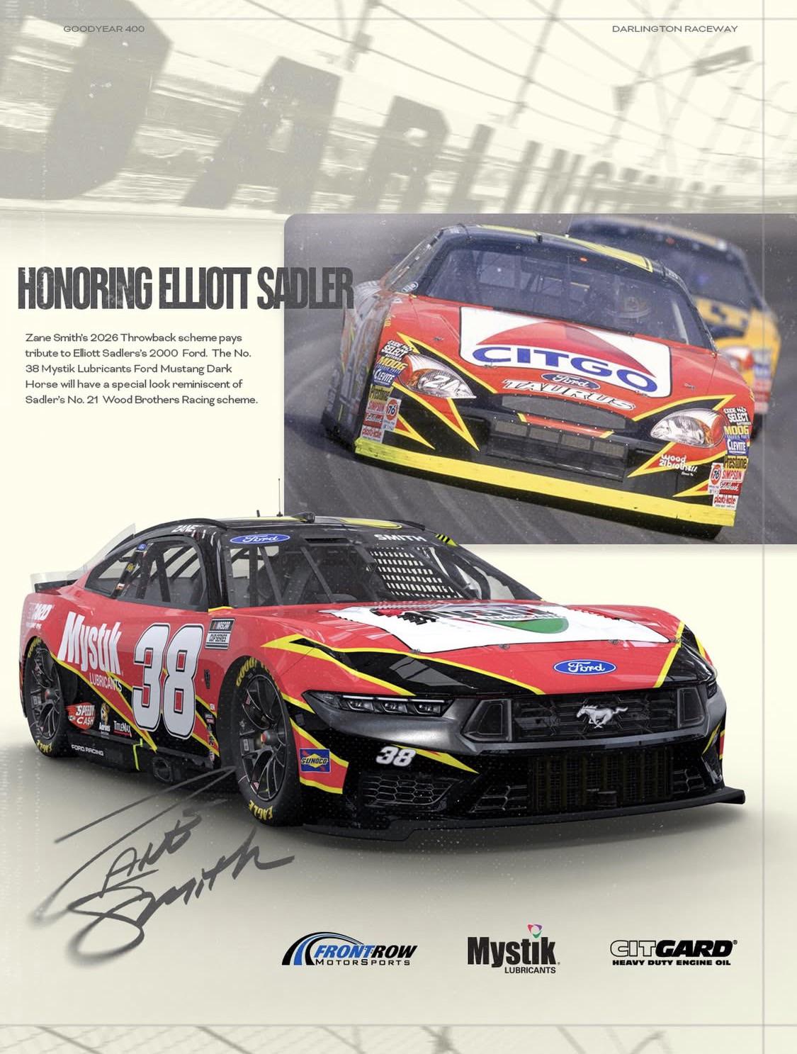 Zane Smith's 2026 Darlington throwback to Elliott Sadler.