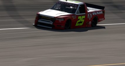 DARLINGTON, SOUTH CAROLINA - MARCH 20: Corey LaJoie, driver of the #25 Nothing Stops Ram RAM, drives during practice for the NASCAR Craftsman Truck Series Buckle Up South Carolina 200 at Darlington Raceway on March 20, 2026 in Darlington, South Carolina. (Photo by David Jensen/Getty Images) | Getty Images