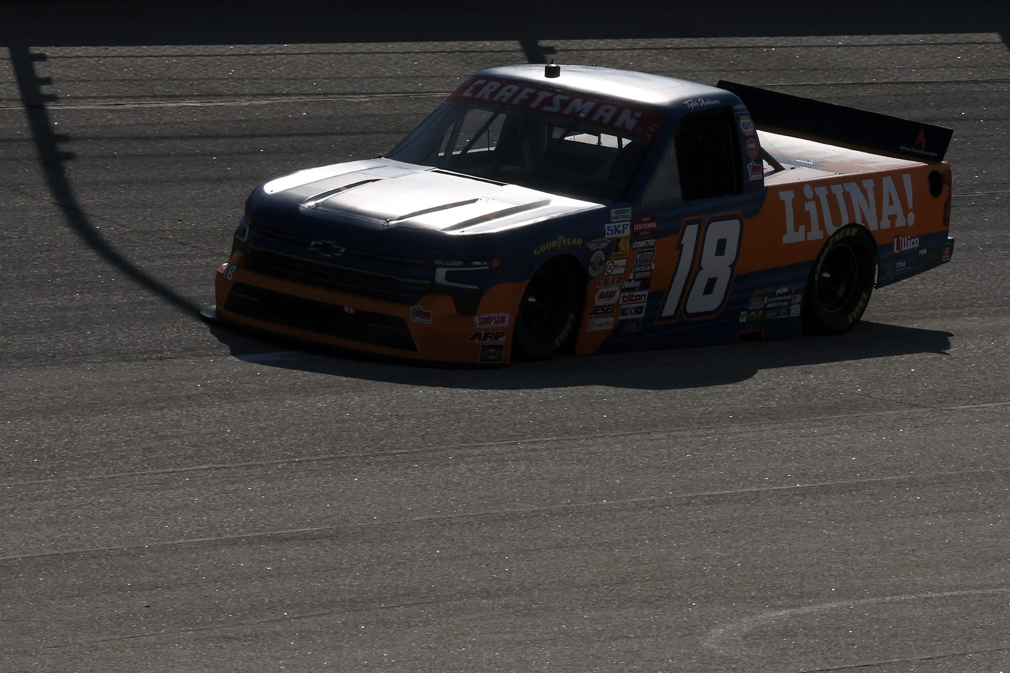 DARLINGTON, SOUTH CAROLINA - MARCH 20: Tyler Ankrum, driver of the #18 LiUNA! Chevrolet, drives during practice for the NASCAR Craftsman Truck Series Buckle Up South Carolina 200 at Darlington Raceway on March 20, 2026 in Darlington, South Carolina. (Photo by David Jensen/Getty Images) | Getty Images