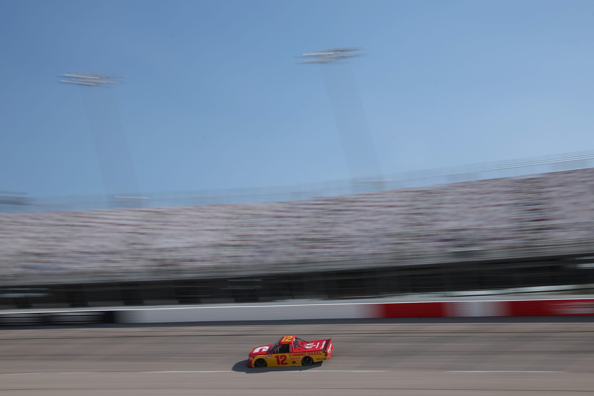 DARLINGTON, SOUTH CAROLINA - MARCH 20: Brenden Queen, driver of the #12 Cummins Diesel Special RAM, drives during practice for the NASCAR Craftsman Truck Series Buckle Up South Carolina 200 at Darlington Raceway on March 20, 2026 in Darlington, South Carolina. (Photo by Jonathan Bachman/Getty Images) | Getty Images
