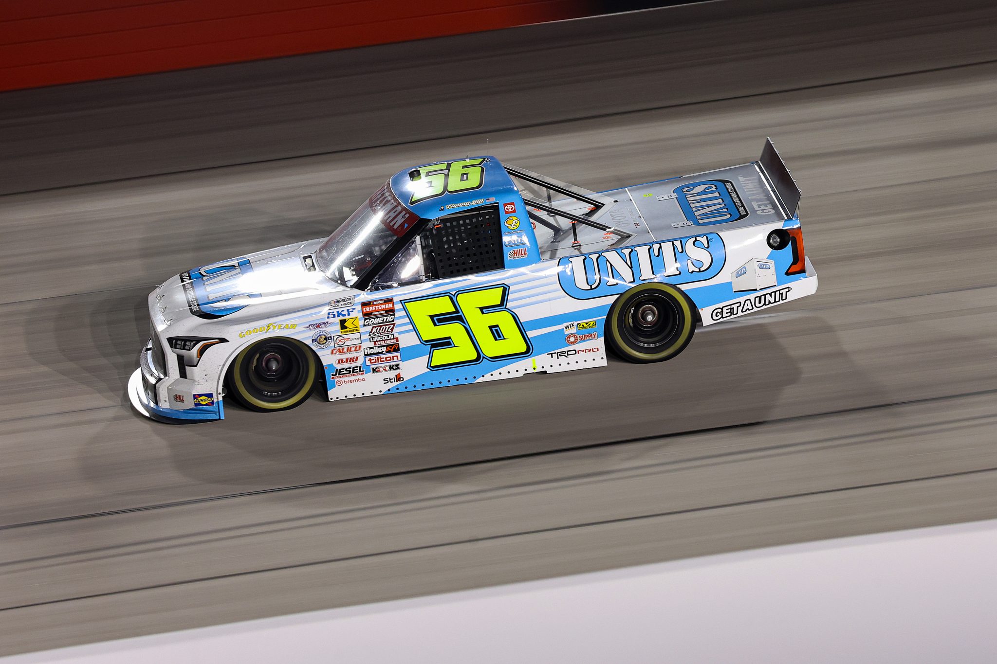 DARLINGTON, SOUTH CAROLINA - MARCH 20: Timmy Hill, driver of the #56 UNITS Toyota, drives during the NASCAR Craftsman Truck Series Buckle Up South Carolina 200 at Darlington Raceway on March 20, 2026 in Darlington, South Carolina. (Photo by David Jensen/Getty Images) | Getty Images