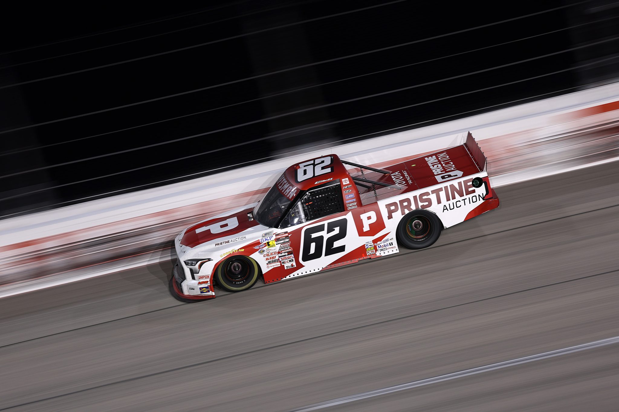 DARLINGTON, SOUTH CAROLINA - MARCH 20: Christopher Bell, driver of the #62 Pristine Auction Toyota, drives during the NASCAR Craftsman Truck Series Buckle Up South Carolina 200 at Darlington Raceway on March 20, 2026 in Darlington, South Carolina. (Photo by David Jensen/Getty Images) | Getty Images