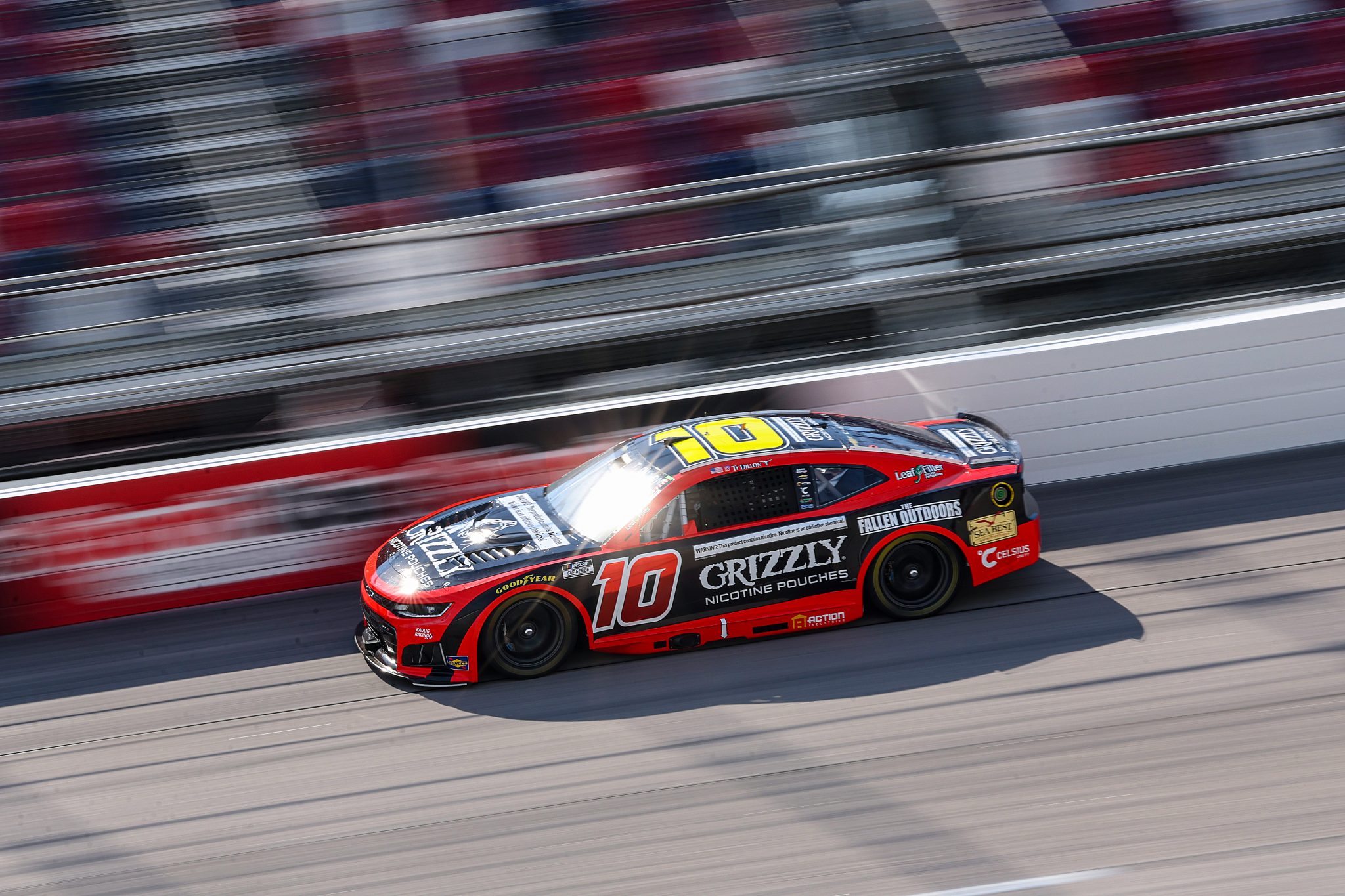 DARLINGTON, SOUTH CAROLINA - MARCH 21: Ty Dillon, driver of the #10 Grizzly Nicotine Pouches Chevrolet, drives during practice for the NASCAR Cup Series Goodyear 400 at Darlington Raceway on March 21, 2026 in Darlington, South Carolina. (Photo by David Jensen/Getty Images) | Getty Images