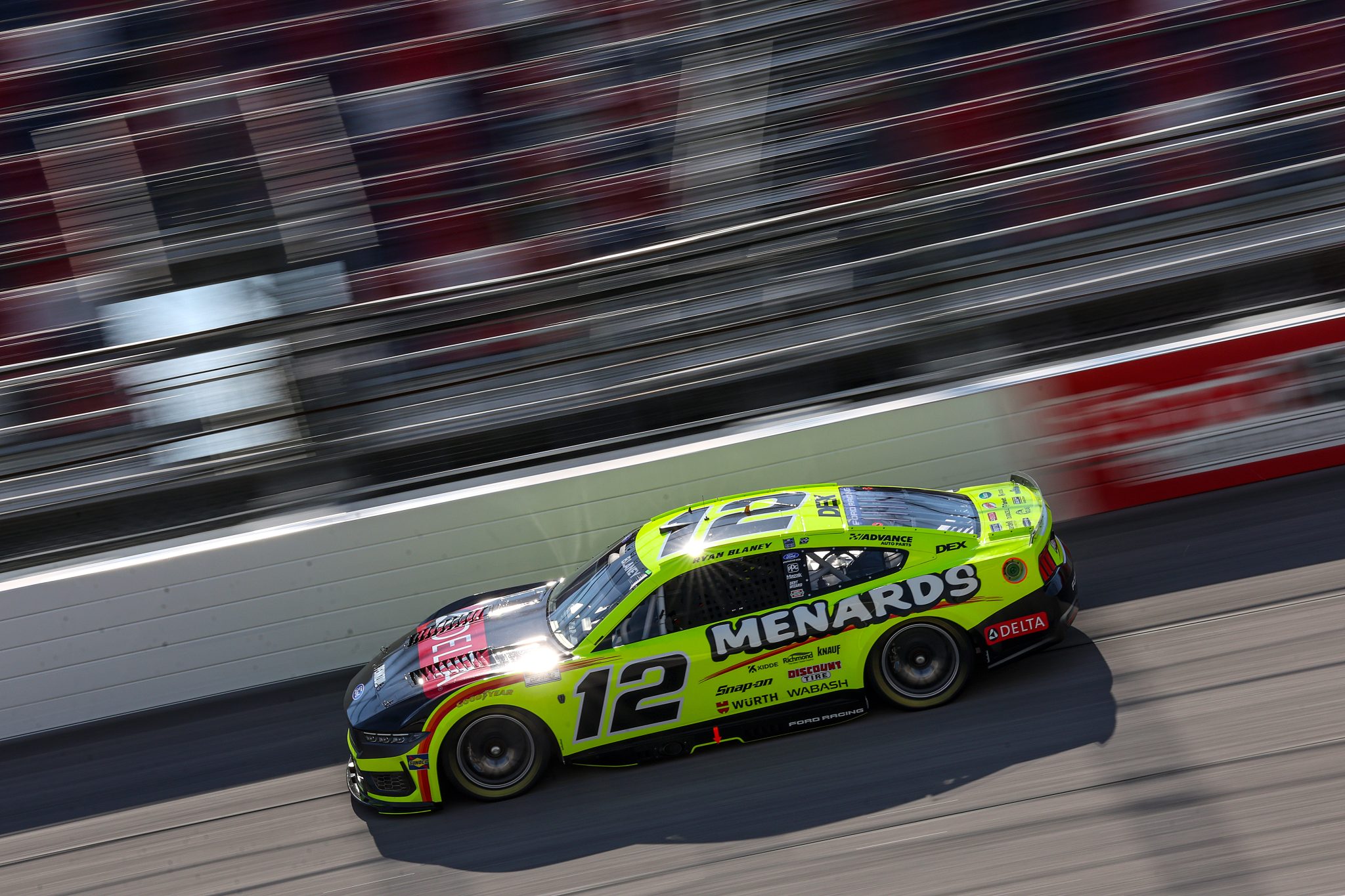 DARLINGTON, SOUTH CAROLINA - MARCH 21: Ryan Blaney, driver of the #12 Menards/Delta Ford, drives during practice for the NASCAR Cup Series Goodyear 400 at Darlington Raceway on March 21, 2026 in Darlington, South Carolina. (Photo by David Jensen/Getty Images) | Getty Images