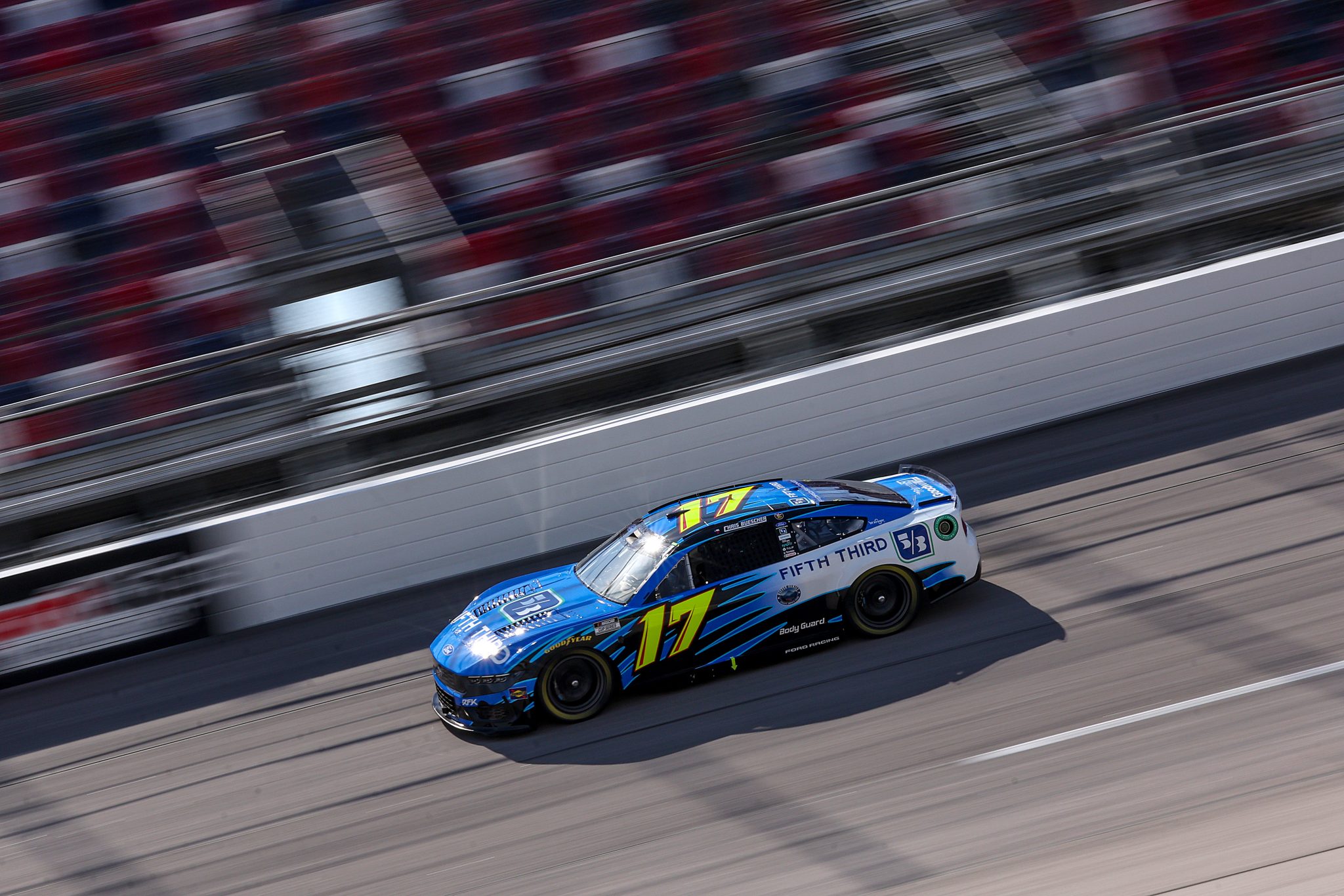 DARLINGTON, SOUTH CAROLINA - MARCH 21: Chris Buescher, driver of the #17 Fifth Third Bank Ford, drives during practice for the NASCAR Cup Series Goodyear 400 at Darlington Raceway on March 21, 2026 in Darlington, South Carolina. (Photo by David Jensen/Getty Images) | Getty Images
