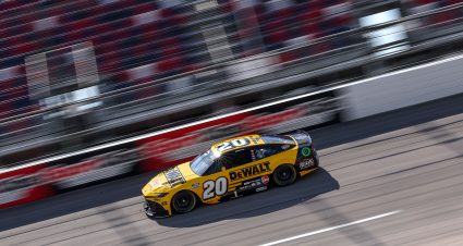 DARLINGTON, SOUTH CAROLINA - MARCH 21: Christopher Bell, driver of the #20 DEWALT Toyota, drives during practice for the NASCAR Cup Series Goodyear 400 at Darlington Raceway on March 21, 2026 in Darlington, South Carolina. (Photo by David Jensen/Getty Images) | Getty Images