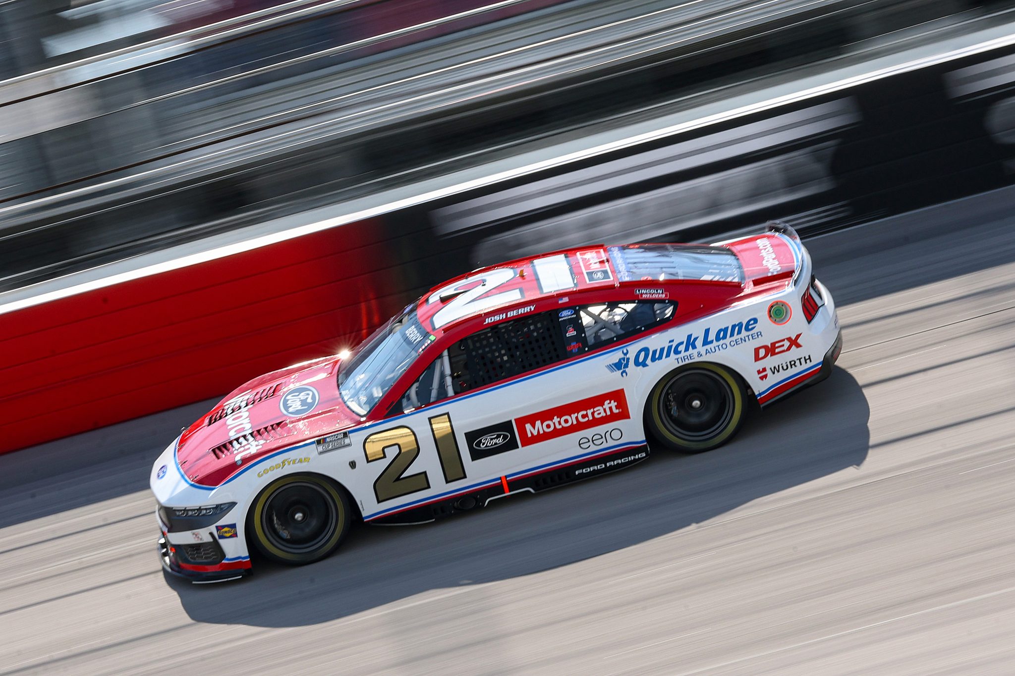 DARLINGTON, SOUTH CAROLINA - MARCH 21: Josh Berry, driver of the #21 Motorcraft/Quick Lane Ford, drives during practice for the NASCAR Cup Series Goodyear 400 at Darlington Raceway on March 21, 2026 in Darlington, South Carolina. (Photo by David Jensen/Getty Images) | Getty Images