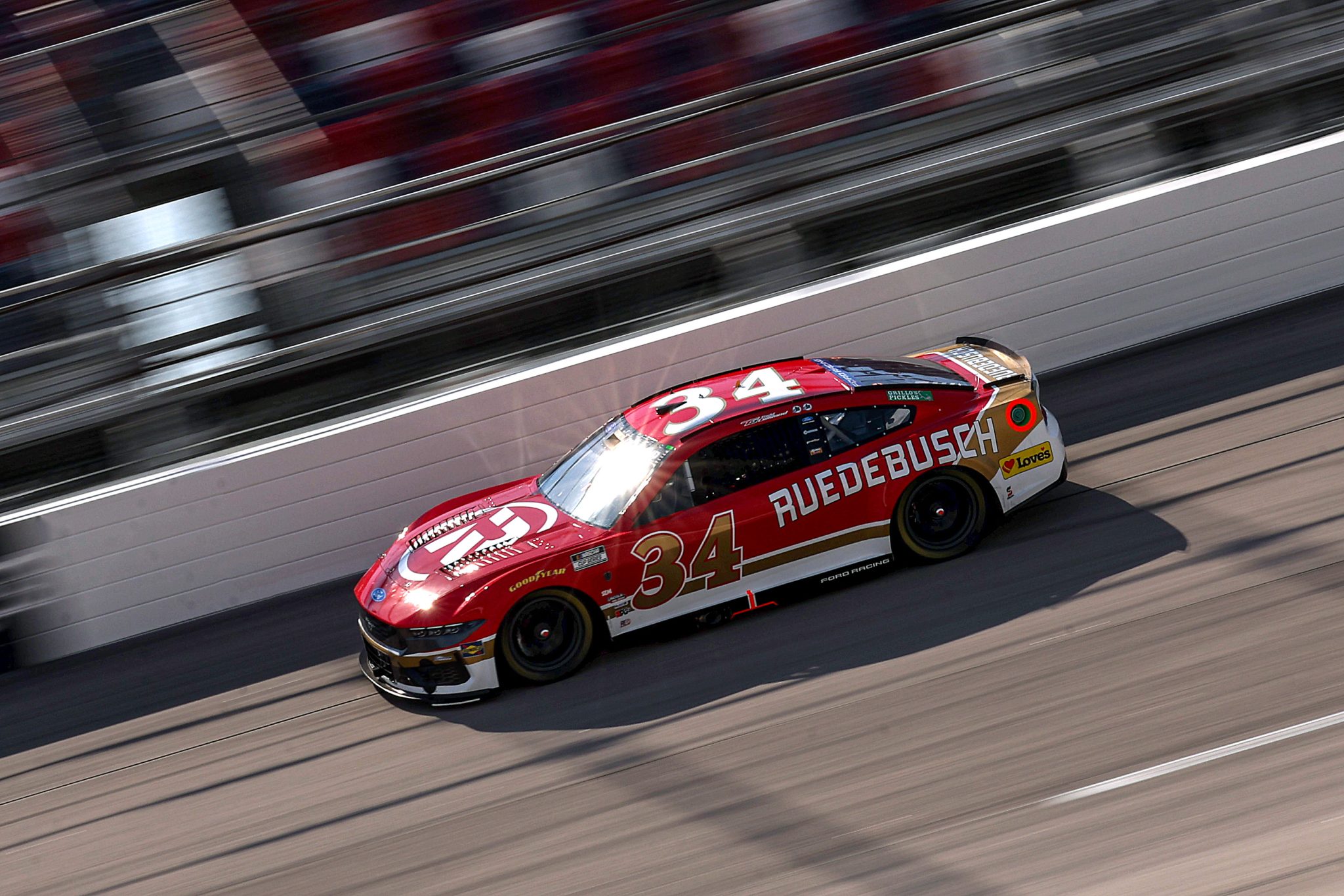 DARLINGTON, SOUTH CAROLINA - MARCH 21: Todd Gilliland, driver of the #34 Ruedebusch Ford, drives during practice for the NASCAR Cup Series Goodyear 400 at Darlington Raceway on March 21, 2026 in Darlington, South Carolina. (Photo by David Jensen/Getty Images) | Getty Images