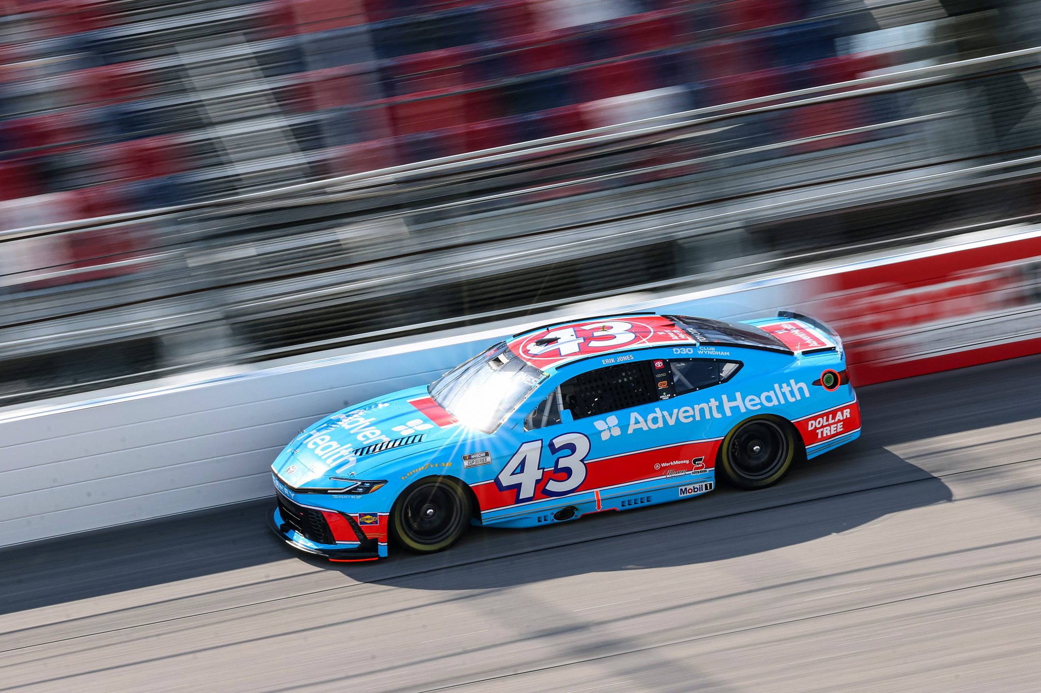DARLINGTON, SOUTH CAROLINA - MARCH 21: Erik Jones, driver of the #43 AdventHealth Toyota, drives during practice for the NASCAR Cup Series Goodyear 400 at Darlington Raceway on March 21, 2026 in Darlington, South Carolina. (Photo by David Jensen/Getty Images) | Getty Images