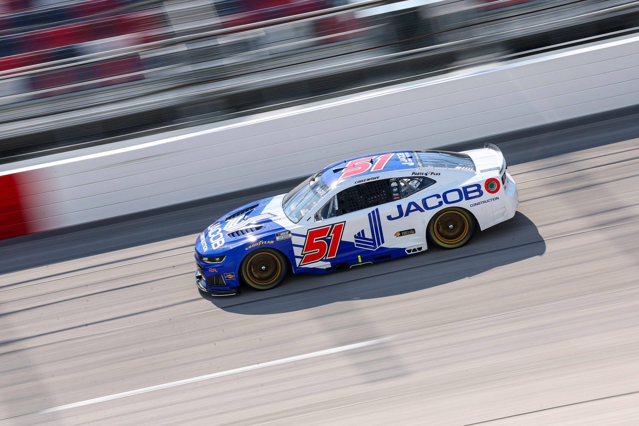 DARLINGTON, SOUTH CAROLINA - MARCH 21: Cody Ware, driver of the #51 Jacob Construction Chevrolet, drives during practice for the NASCAR Cup Series Goodyear 400 at Darlington Raceway on March 21, 2026 in Darlington, South Carolina. (Photo by David Jensen/Getty Images) | Getty Images