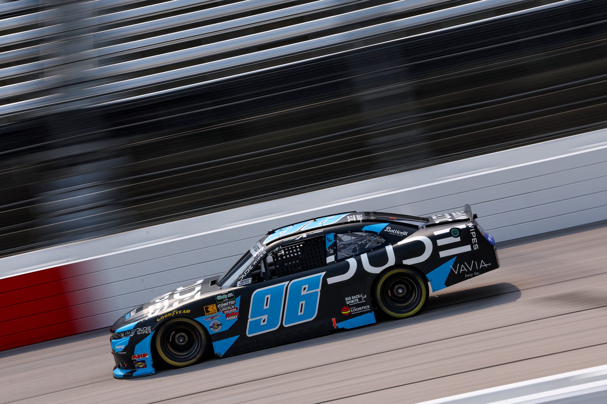 DARLINGTON, SOUTH CAROLINA - MARCH 21: Anthony Alfredo, driver of the #96 Dude Wipes Chevrolet, drives during qualifying for the NASCAR O'Reilly Auto Parts Series Sport Clips Haircuts VFW Help a Hero 200 at Darlington Raceway on March 21, 2026 in Darlington, South Carolina. (Photo by David Jensen/Getty Images) | Getty Images