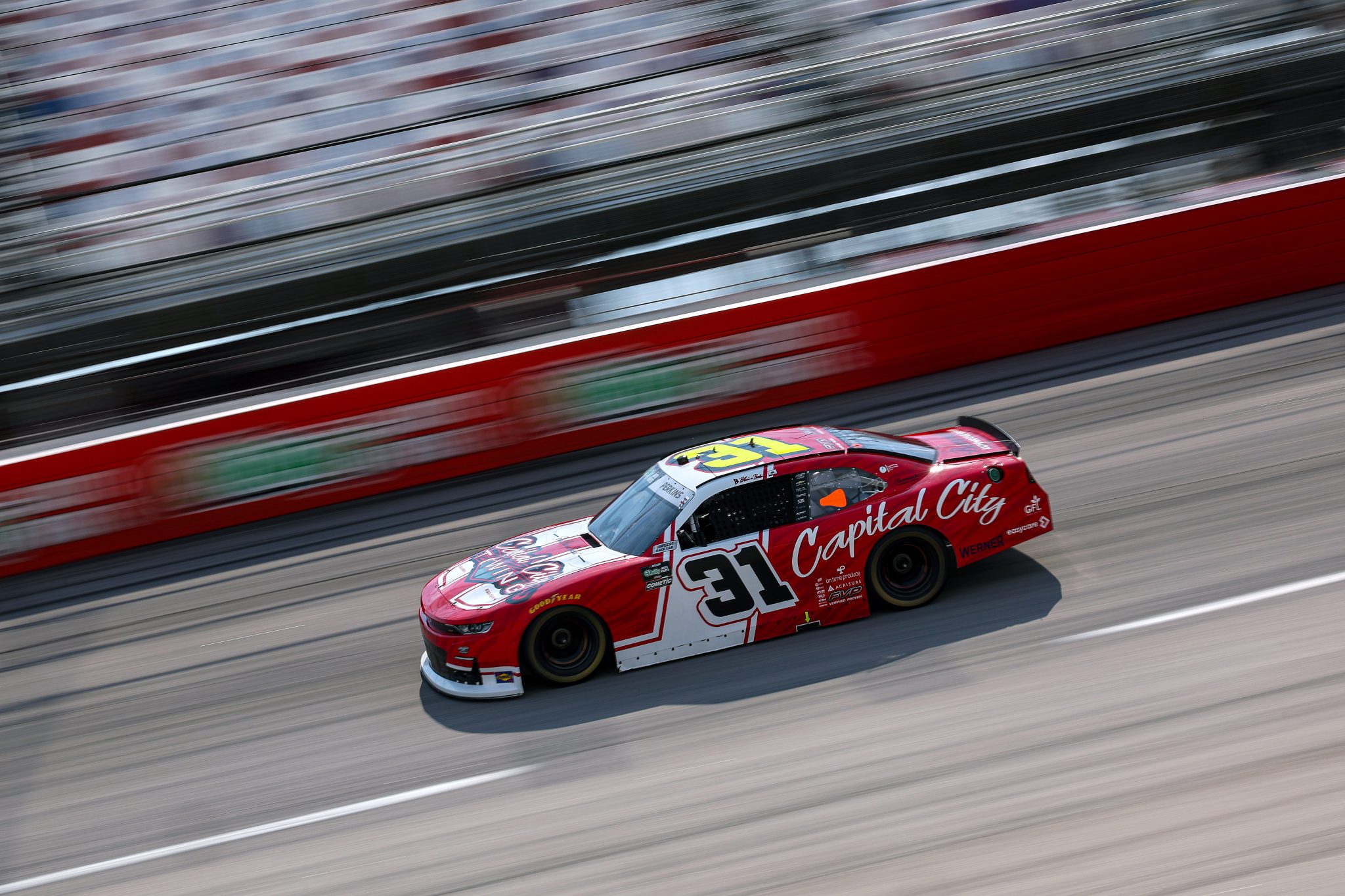 DARLINGTON, SOUTH CAROLINA - MARCH 21: Blaine Perkins, driver of the #31 Capital City Towing Chevrolet, drives during qualifying for the NASCAR O'Reilly Auto Parts Series Sport Clips Haircuts VFW Help a Hero 200 at Darlington Raceway on March 21, 2026 in Darlington, South Carolina. (Photo by David Jensen/Getty Images) | Getty Images