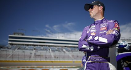 LAS VEGAS, NEVADA - MARCH 14: Denny Hamlin, driver of the #11 Yahoo! Toyota, looks on during qualifying for the NASCAR Cup Series Pennzoil 400 presented by Jiffy Lube at Las Vegas Motor Speedway on March 14, 2026 in Las Vegas, Nevada. (Photo by Sean Gardner/Getty Images) | Getty Images
