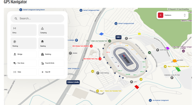 Visit GPS navigation tool to help guests explore Bristol Motor Speedway campus during race weekend page