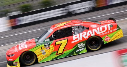 MARTINSVILLE, VIRGINIA - MARCH 27: Justin Allgaier, driver of the #7 BRANDT Chevrolet, drives during practice for the NASCAR O'Reilly Auto Parts Series NFPA 250 at Martinsville Speedway on March 27, 2026 in Martinsville, Virginia. (Photo by David Jensen/Getty Images) | Getty Images