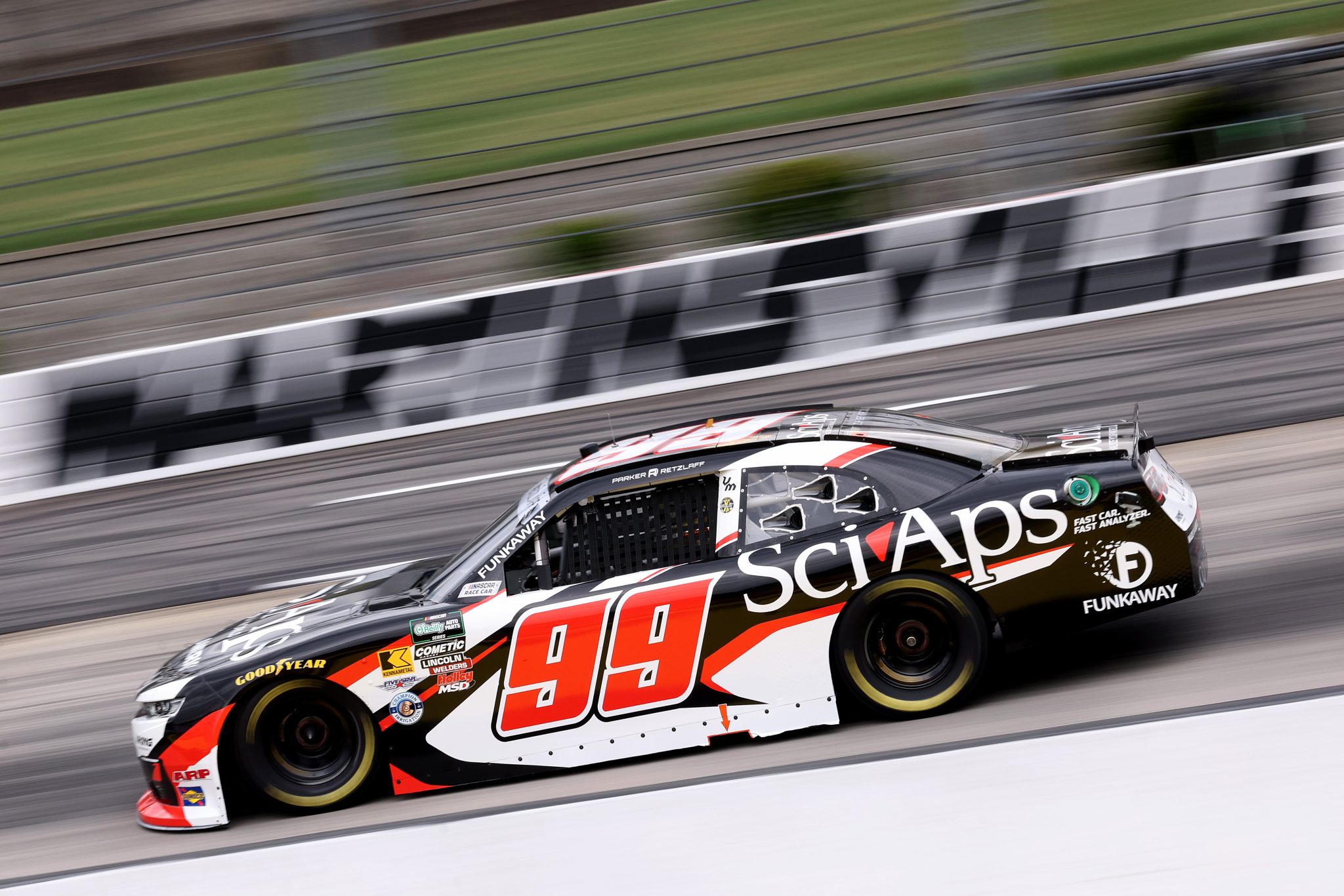 MARTINSVILLE, VIRGINIA - MARCH 27: Parker Retzlaff, driver of the #99 SciAps Chevrolet, drives during the NASCAR O'Reilly Auto Parts Series NFPA 250 at Martinsville Speedway on March 27, 2026 in Martinsville, Virginia. (Photo by David Jensen/Getty Images) | Getty Images