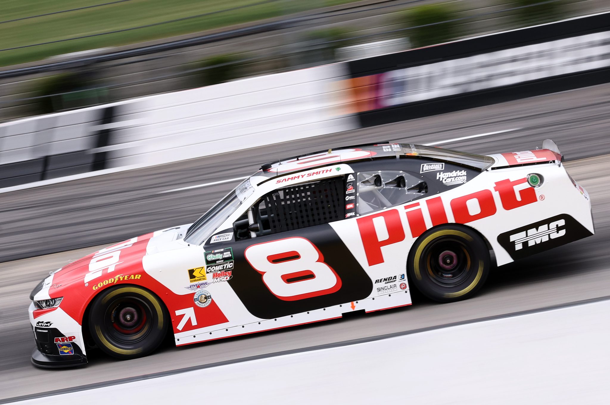 MARTINSVILLE, VIRGINIA - MARCH 27: Sammy Smith, driver of the #8 Pilot Chevrolet, drives during the NASCAR O'Reilly Auto Parts Series NFPA 250 at Martinsville Speedway on March 27, 2026 in Martinsville, Virginia. (Photo by David Jensen/Getty Images) | Getty Images