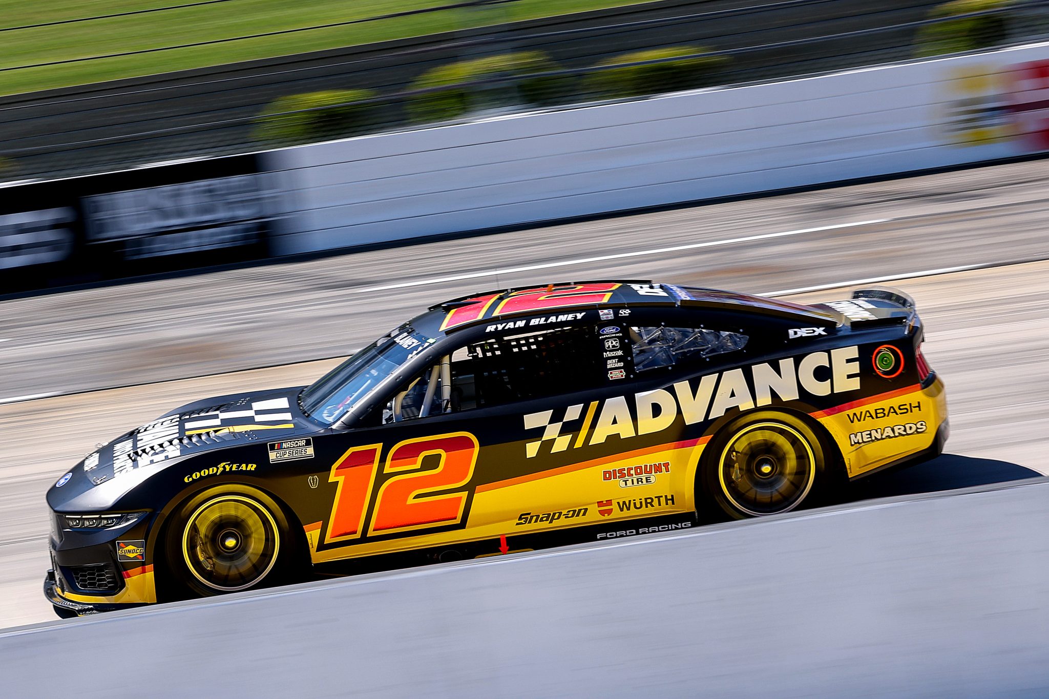 MARTINSVILLE, VIRGINIA - MARCH 28: Ryan Blaney, driver of the #12 Advance Auto Parts Ford, drives during practice for the NASCAR Cup Series Cook Out 400 at Martinsville Speedway on March 28, 2026 in Martinsville, Virginia. (Photo by David Jensen/Getty Images) | Getty Images