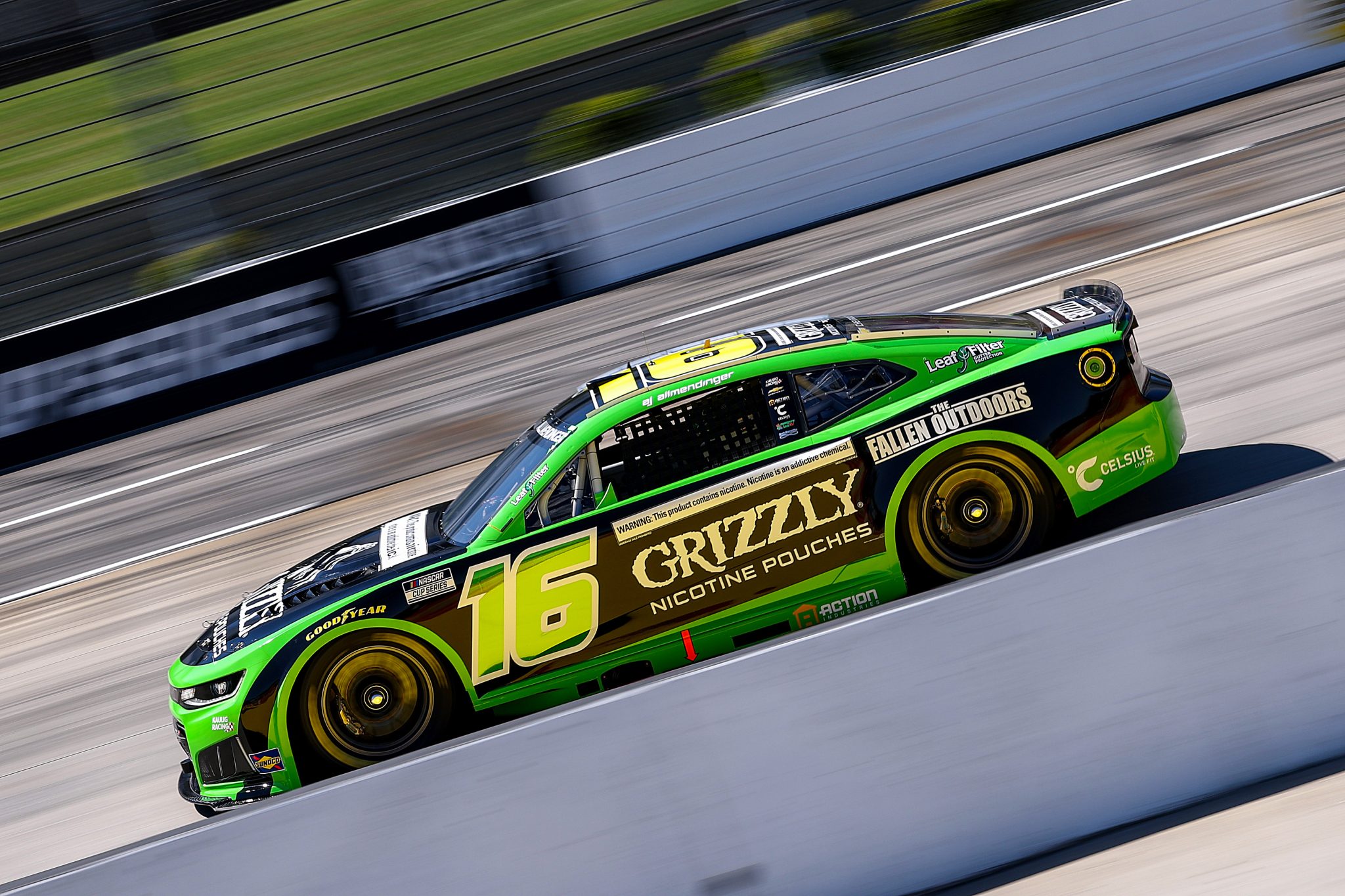 MARTINSVILLE, VIRGINIA - MARCH 28: AJ Allmendinger, driver of the #16 Grizzly Nicotine Pouches Chevrolet, drives during practice for the NASCAR Cup Series Cook Out 400 at Martinsville Speedway on March 28, 2026 in Martinsville, Virginia. (Photo by David Jensen/Getty Images) | Getty Images