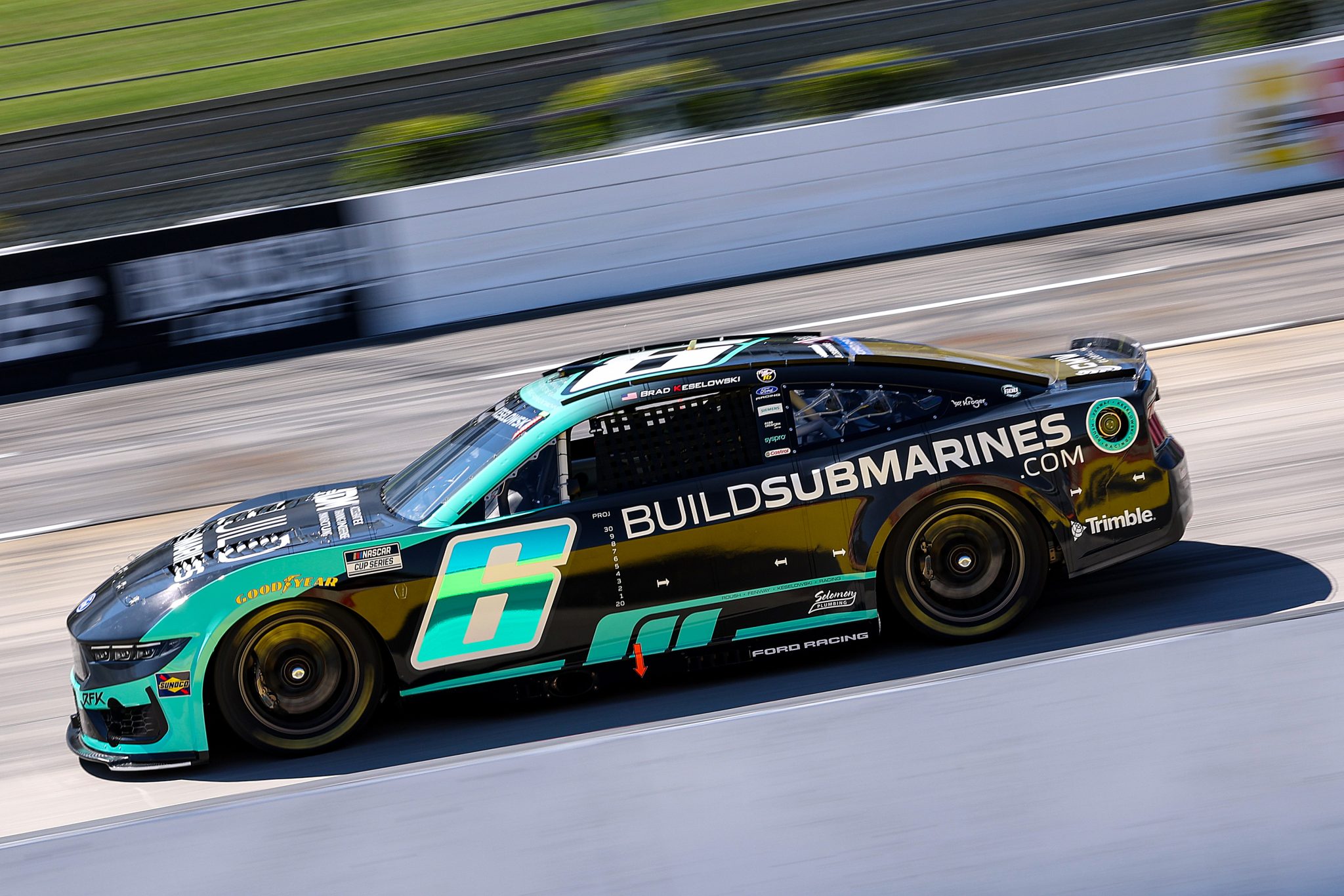 MARTINSVILLE, VIRGINIA - MARCH 28: Brad Keselowski, driver of the #6 BuildSubmarines.com Ford, drives during practice for the NASCAR Cup Series Cook Out 400 at Martinsville Speedway on March 28, 2026 in Martinsville, Virginia. (Photo by David Jensen/Getty Images) | Getty Images