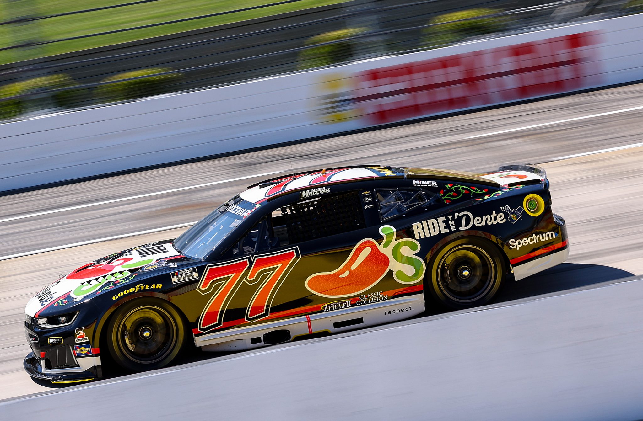 MARTINSVILLE, VIRGINIA - MARCH 28: Carson Hocevar, driver of the #77 Delaware Life Chevrolet, drives during practice for the NASCAR Cup Series Cook Out 400 at Martinsville Speedway on March 28, 2026 in Martinsville, Virginia. (Photo by David Jensen/Getty Images) | Getty Images