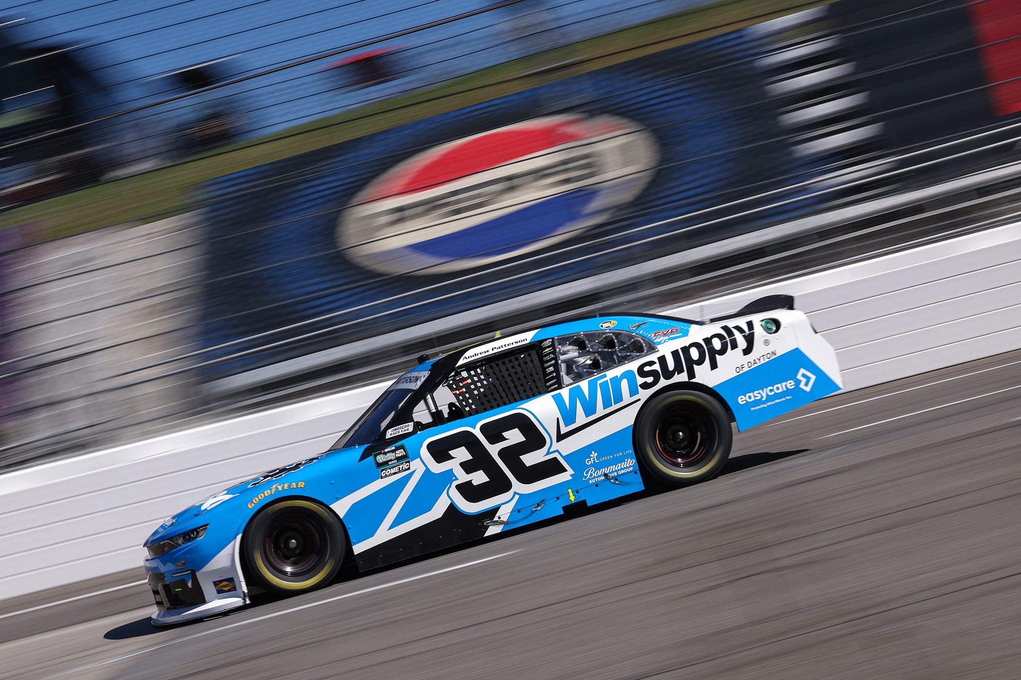 MARTINSVILLE, VIRGINIA - MARCH 28: Andrew Patterson, driver of the #32 WinSupply/SCS Gearbox Chevrolet, drives during the NASCAR O'Reilly Auto Parts Series NFPA 250 at Martinsville Speedway on March 28, 2026 in Martinsville, Virginia. (Photo by David Jensen/Getty Images) | Getty Images