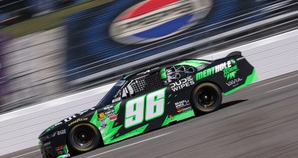 MARTINSVILLE, VIRGINIA - MARCH 28: Anthony Alfredo, driver of the #96 Dude Wipes MentHOLE Chevrolet, drives during the NASCAR O'Reilly Auto Parts Series NFPA 250 at Martinsville Speedway on March 28, 2026 in Martinsville, Virginia. (Photo by David Jensen/Getty Images) | Getty Images