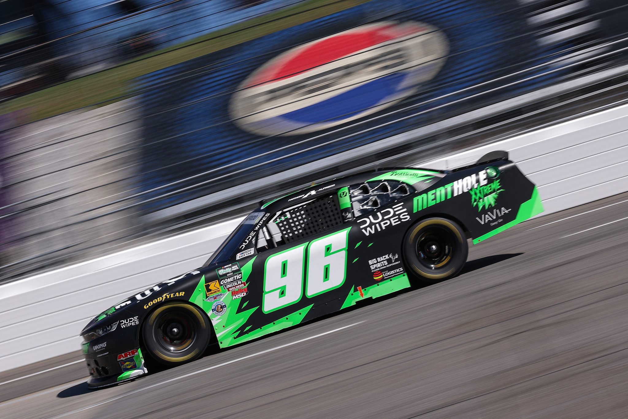 MARTINSVILLE, VIRGINIA - MARCH 28: Anthony Alfredo, driver of the #96 Dude Wipes MentHOLE Chevrolet, drives during the NASCAR O'Reilly Auto Parts Series NFPA 250 at Martinsville Speedway on March 28, 2026 in Martinsville, Virginia. (Photo by David Jensen/Getty Images) | Getty Images